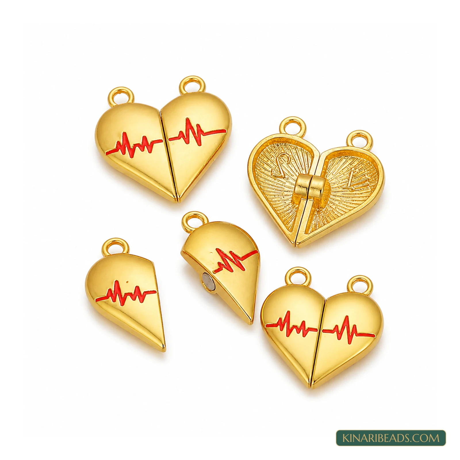 24x22mm Heartbeat Couple Magnetic Jewellery Clasp Connectors – 5 Pcs