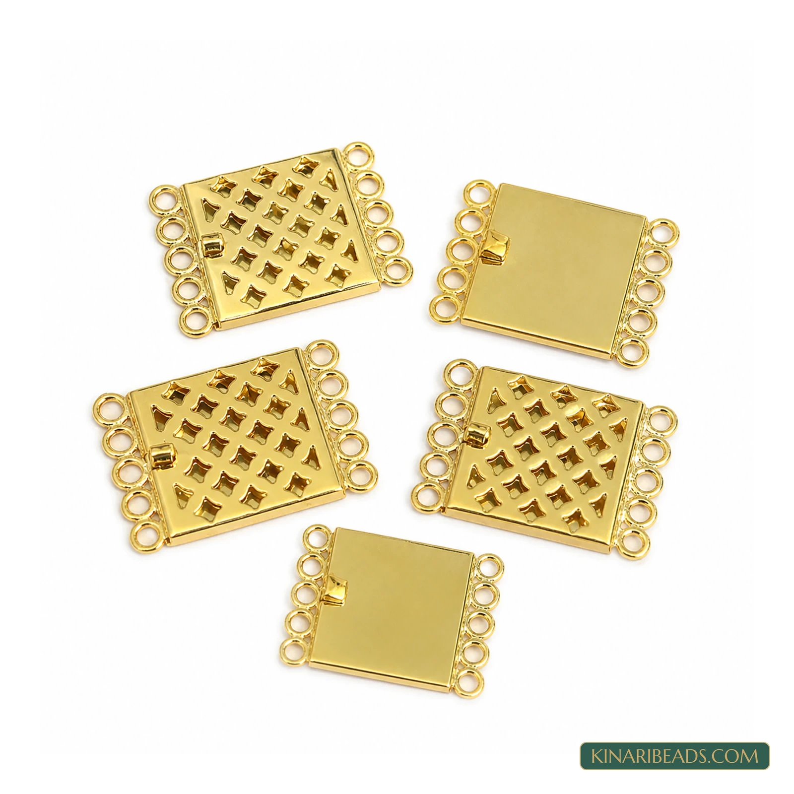 2.5 Cm Gold-Tone 5 Strings Brass Connectors – 5 Pcs