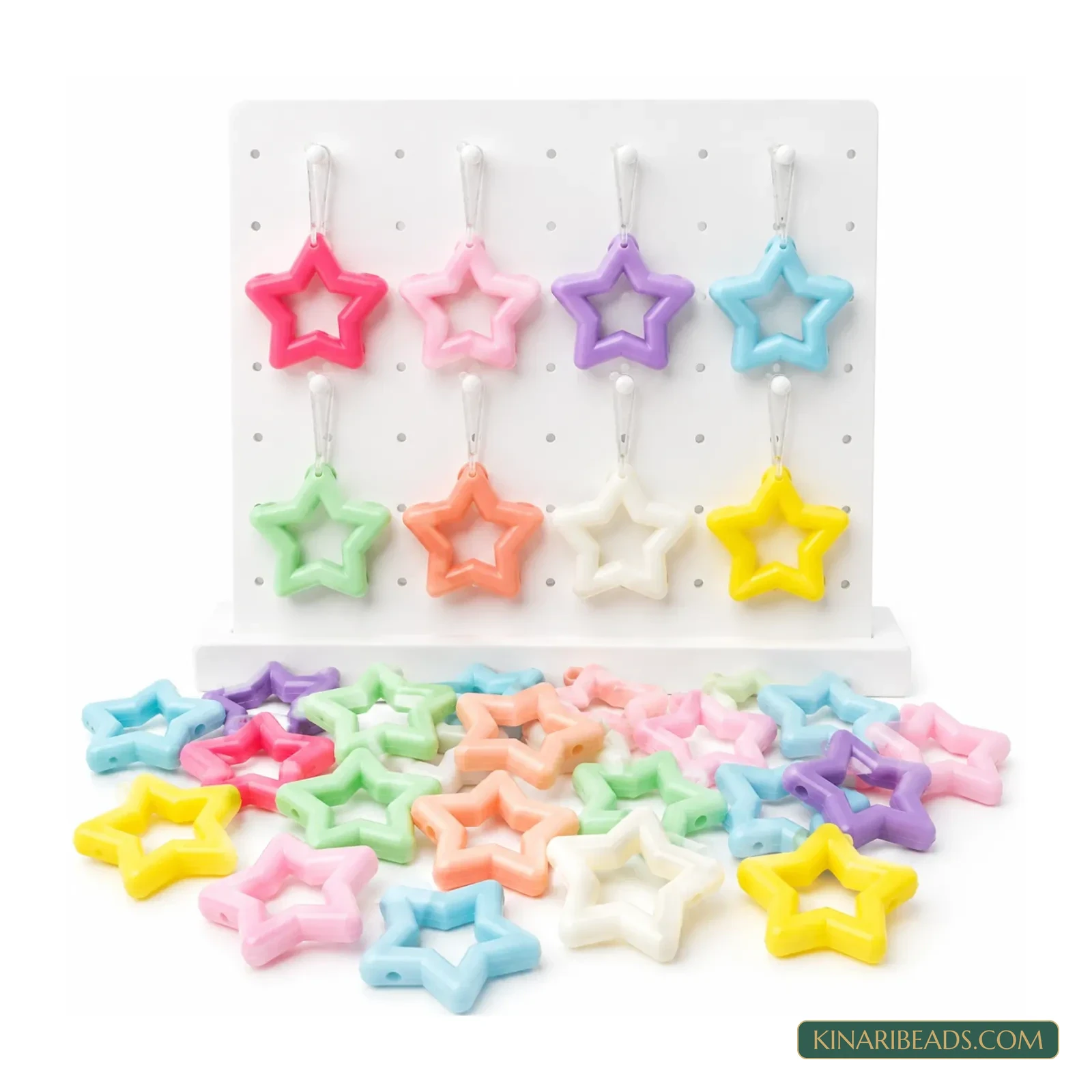 25mm Pastel Multicolour Hollow Star Acrylic Beads - 100g (Approx. 70 Pcs) product image