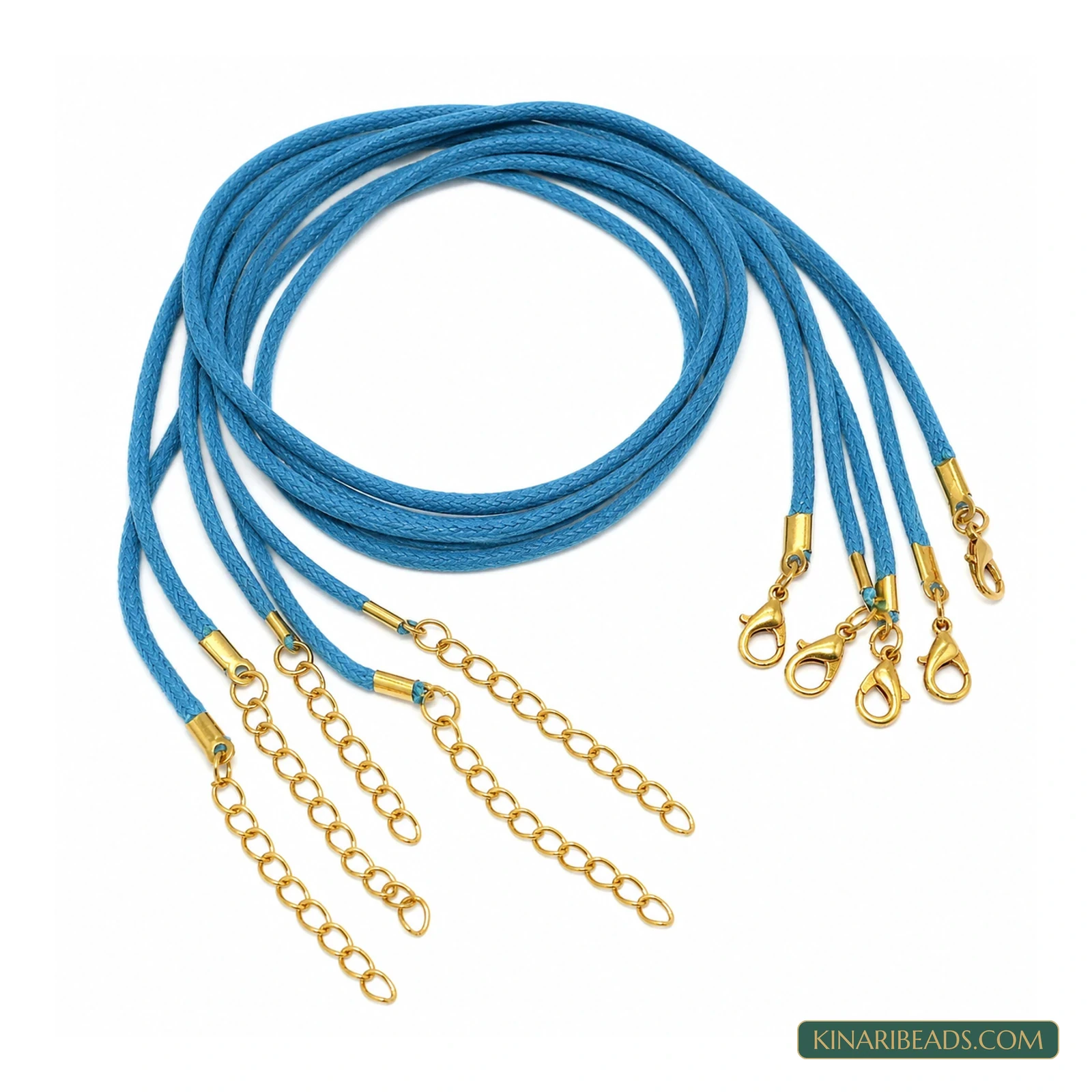 2mm Cotton Necklace Cord with Clasp – 5 or 25 Pack - Blue colour