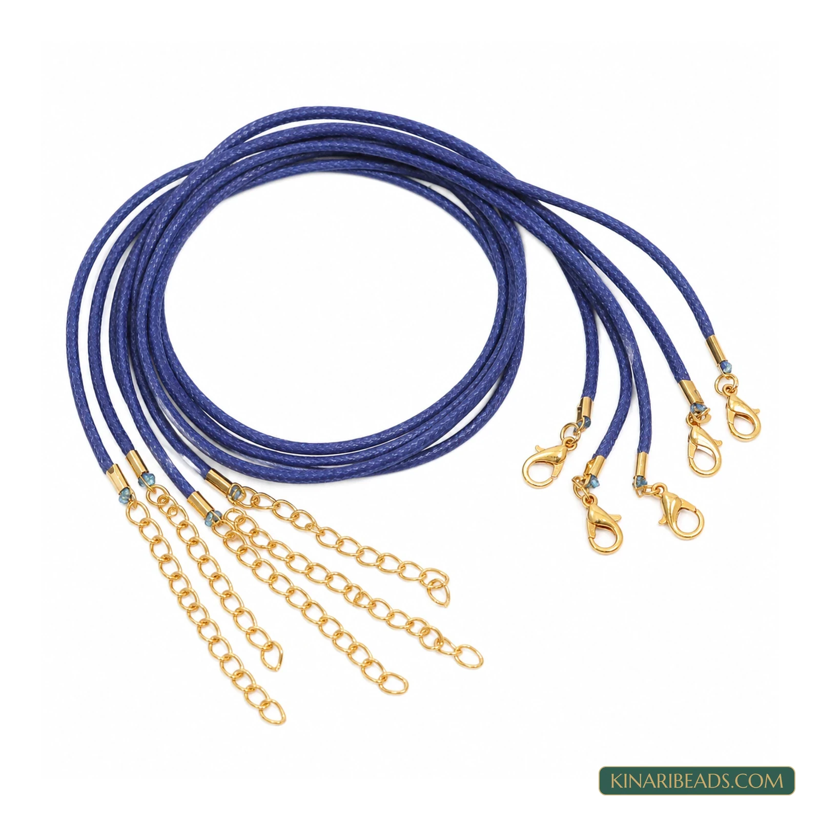 2mm Cotton Necklace Cord with Clasp – 5 or 25 Pack - Dark Blue colour
