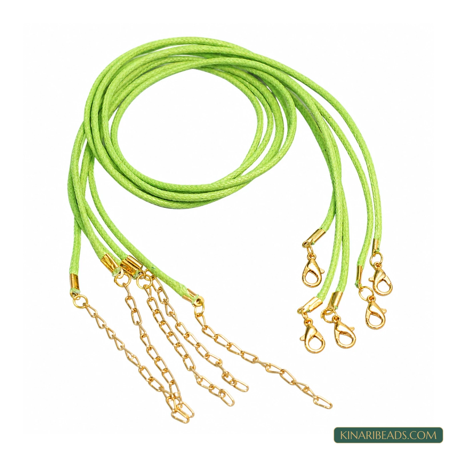 2mm Cotton Necklace Cord with Clasp – 5 or 25 Pack - Parrot Green colour