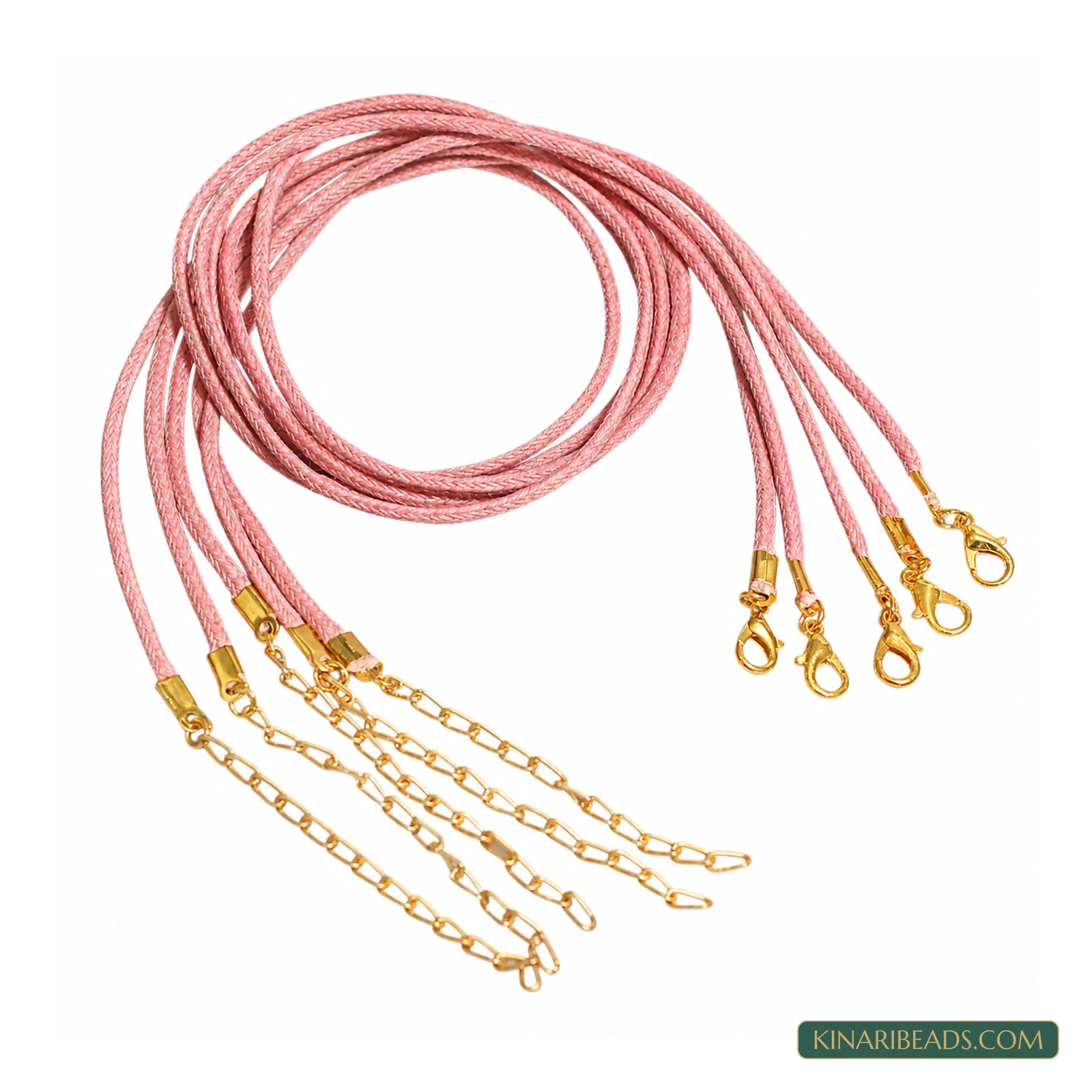2mm Cotton Necklace Cord with Clasp – 5 or 25 Pack - Pink colour