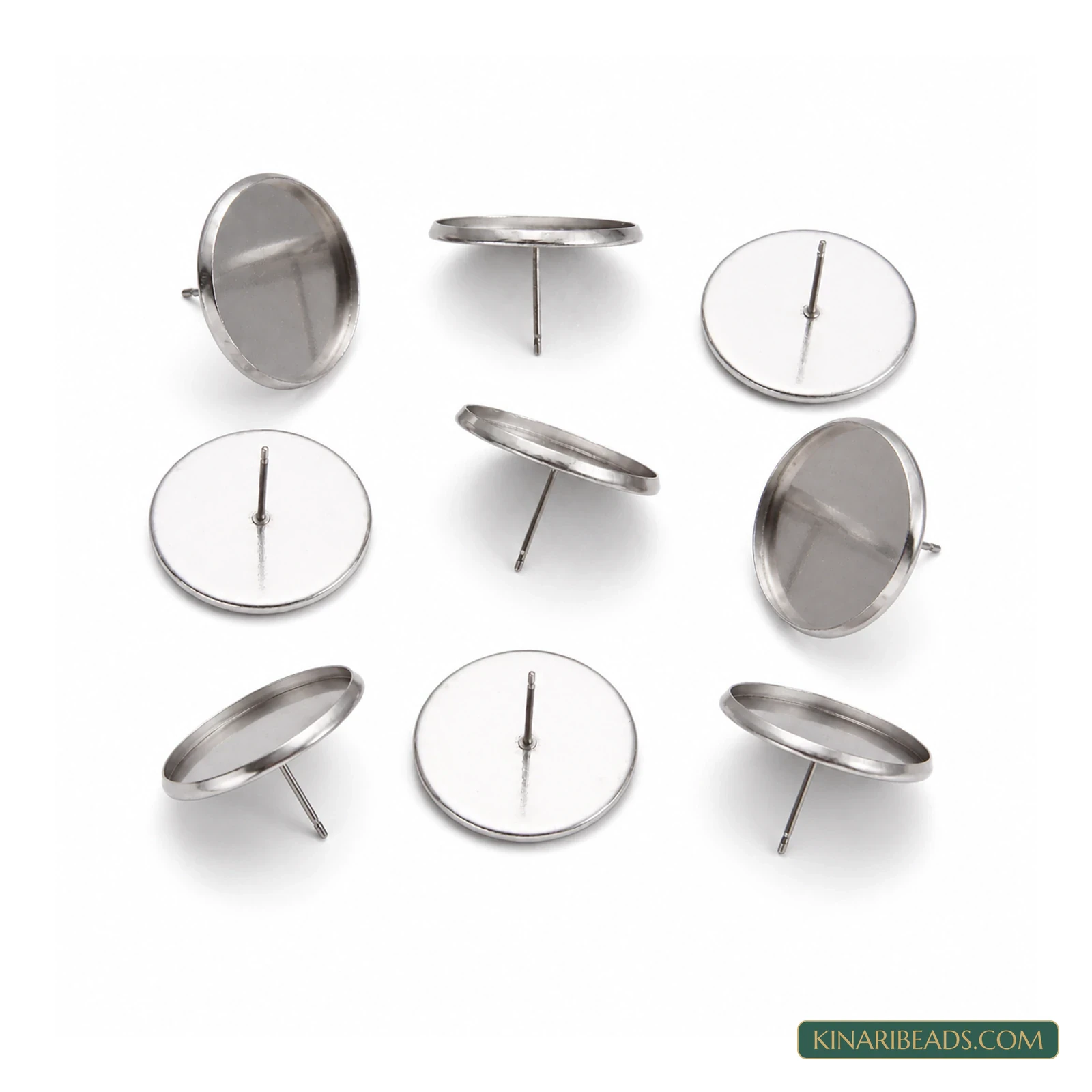 304 Stainless Steel Round Stud Settings – 18mm, 10 Pack
