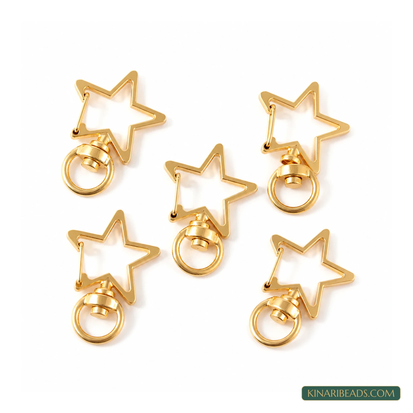 3.4x2.4x0.6cm, Star Metal Swivel Snap Hooks Clasps Gold-Tone – 5 Pcs / 50 Pcs