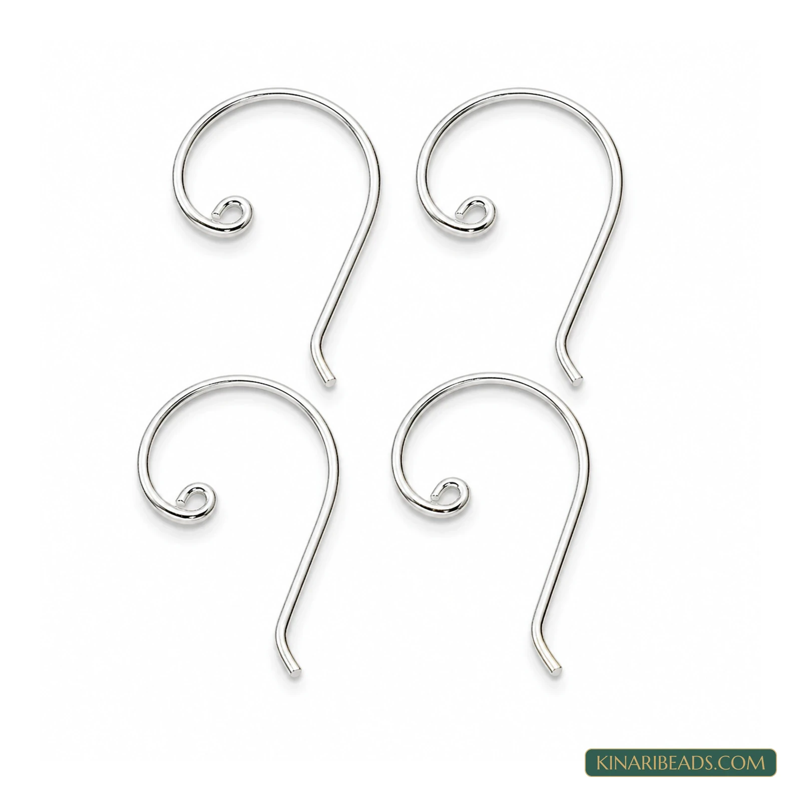 36x22mm Brass Earring Hooks – 4 Pack, Kinari Style EF105