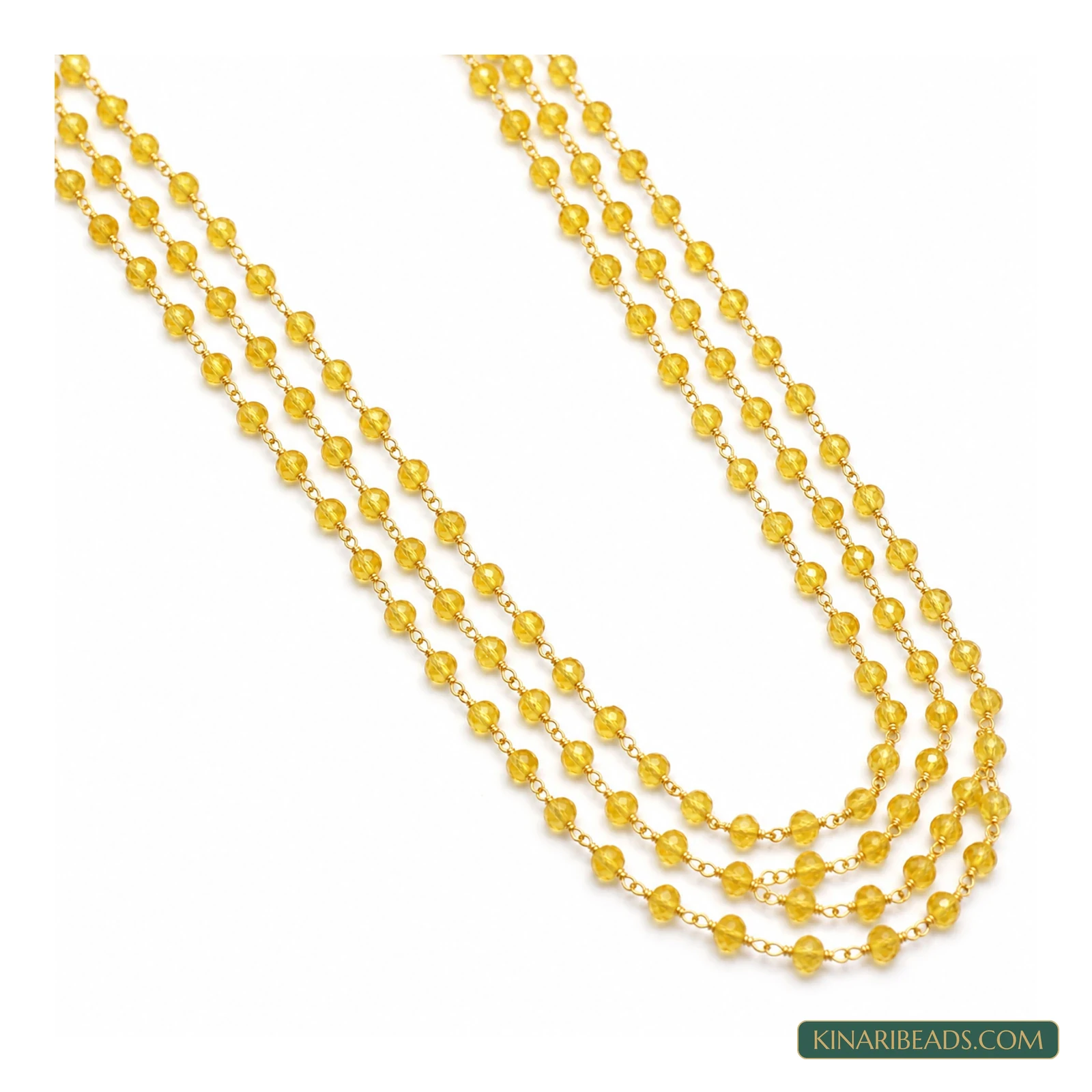 3mm Hydro Crystal Aati Beaded Chain – 2m - Yellow colour