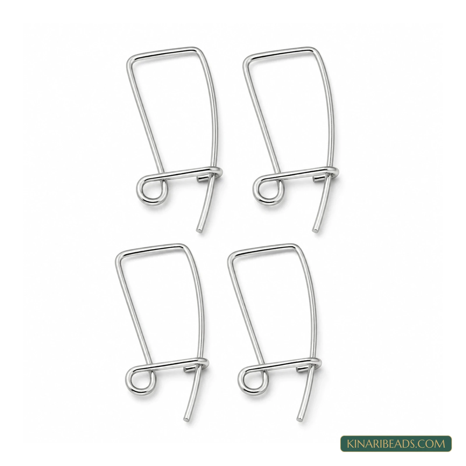 40x15mm Brass Earring Hooks – 4 Pack, Kinari Style EF106