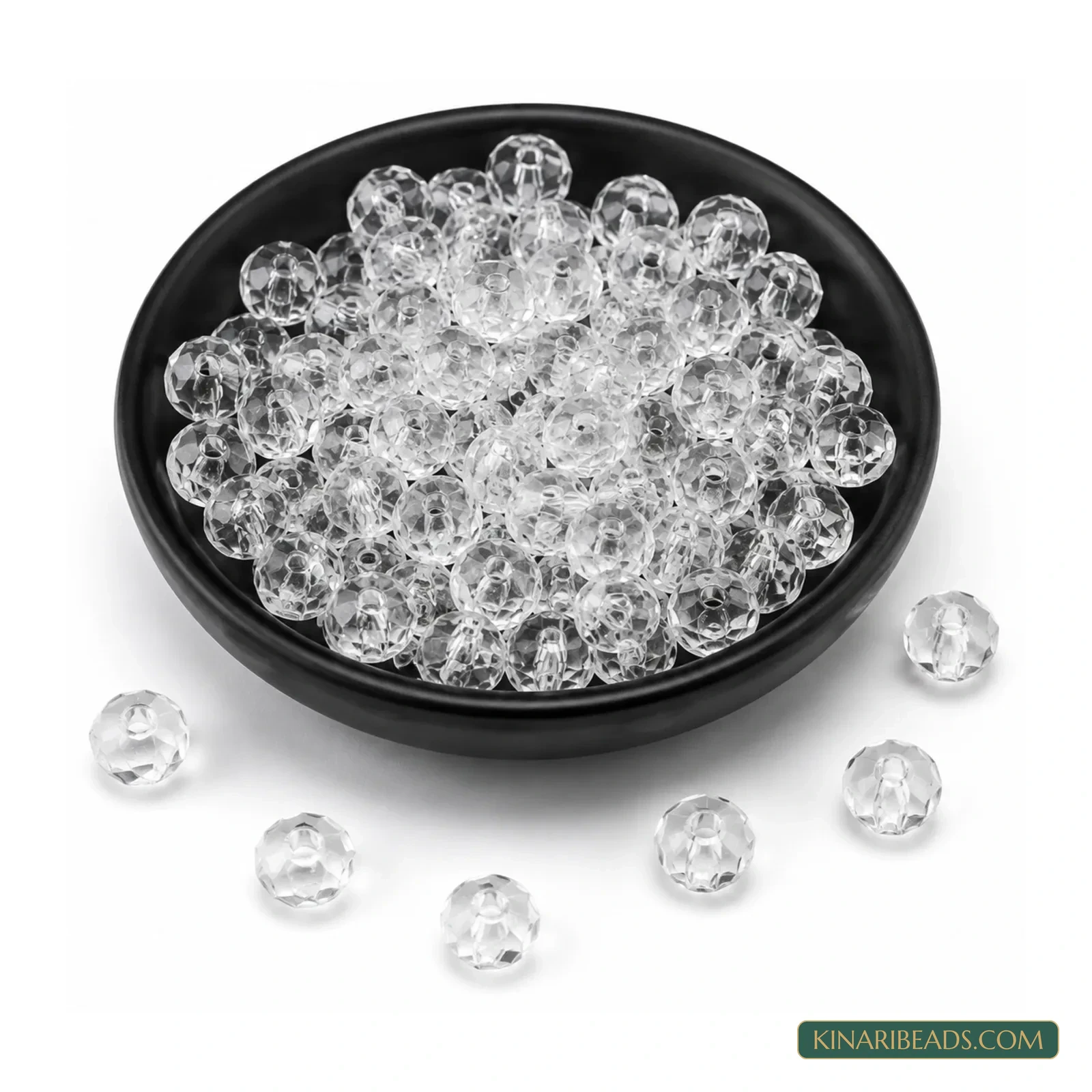 Clear Acrylic Faceted Rondelle Beads 4mm, 6mm, 8mm & 10mm - 100g