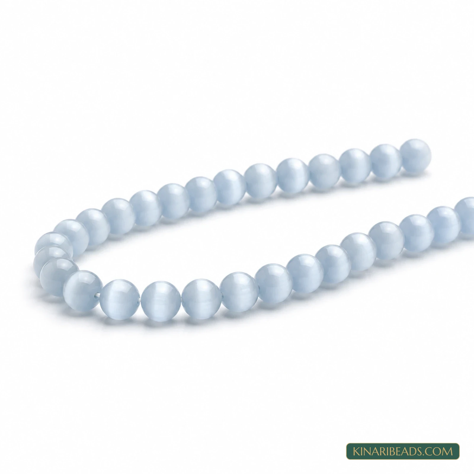 4mm Round Cat’s Eye Glass Beads – 1 String - Light Sky Blue colour