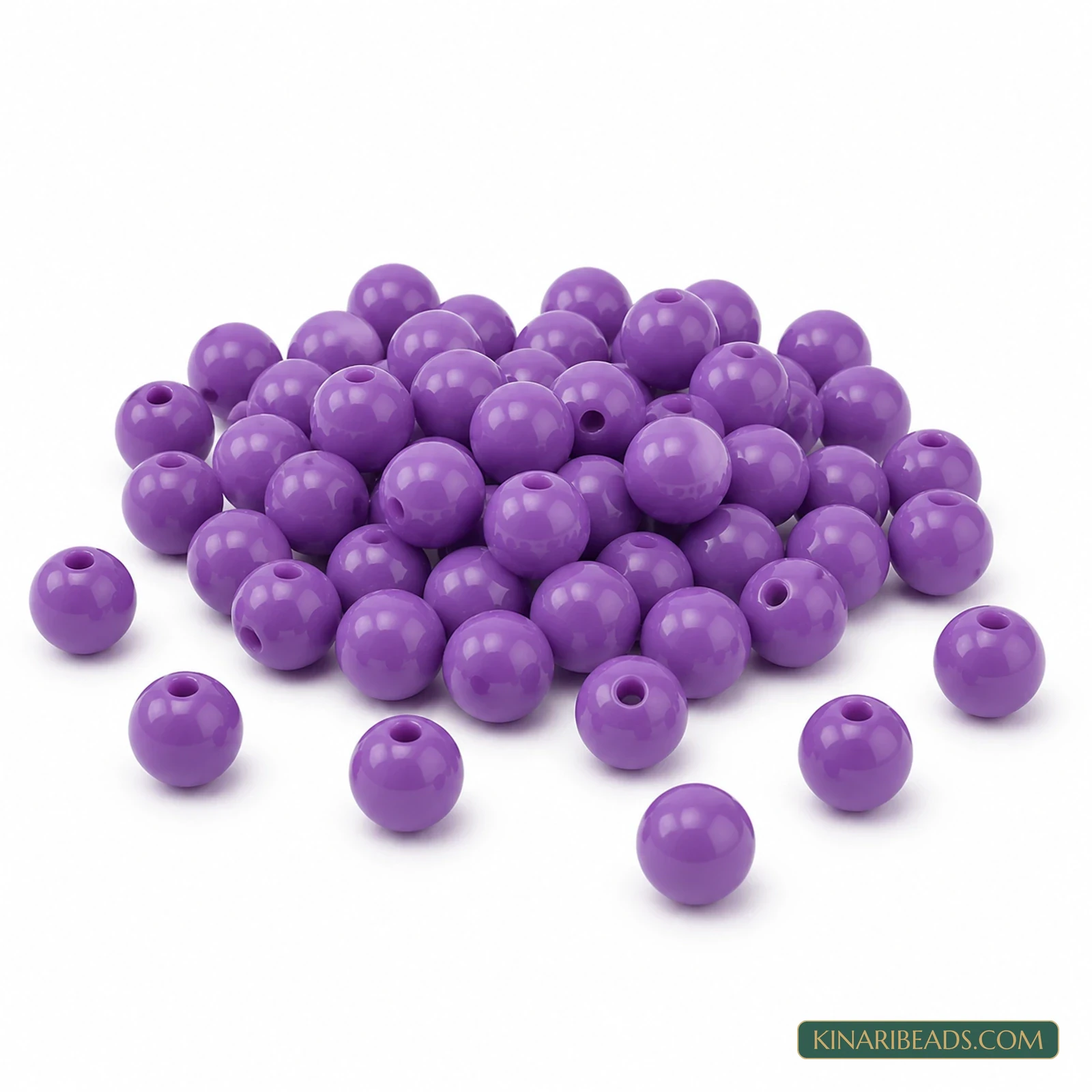 Opaque Round Acrylic Beads 6mm & 8mm - 100g Colour Packs - Opaque Purple colour