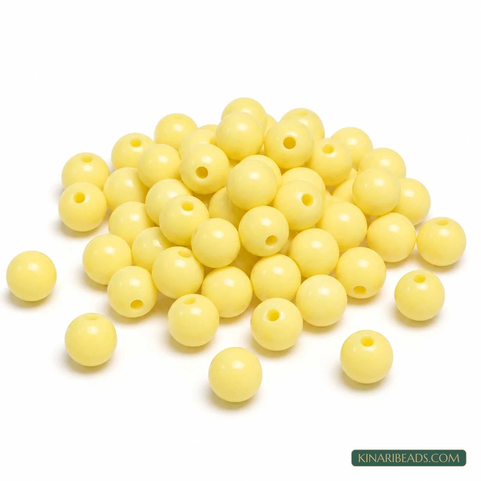 Opaque Round Acrylic Beads 6mm & 8mm - 100g Colour Packs - Opaque Yellow colour
