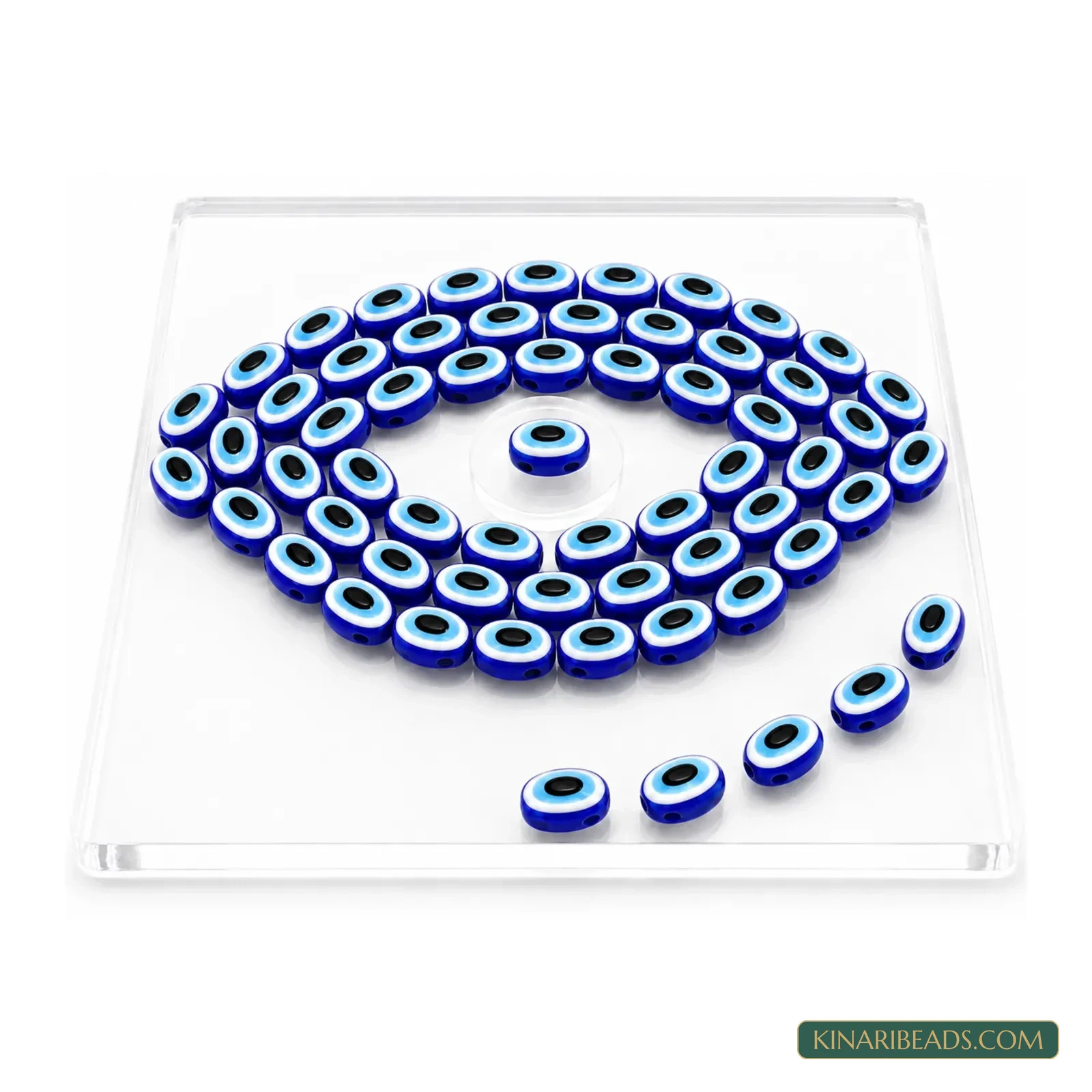 6x10mm Oval Acrylic Evil Eye (Nazar) Beads - 100 Pcs