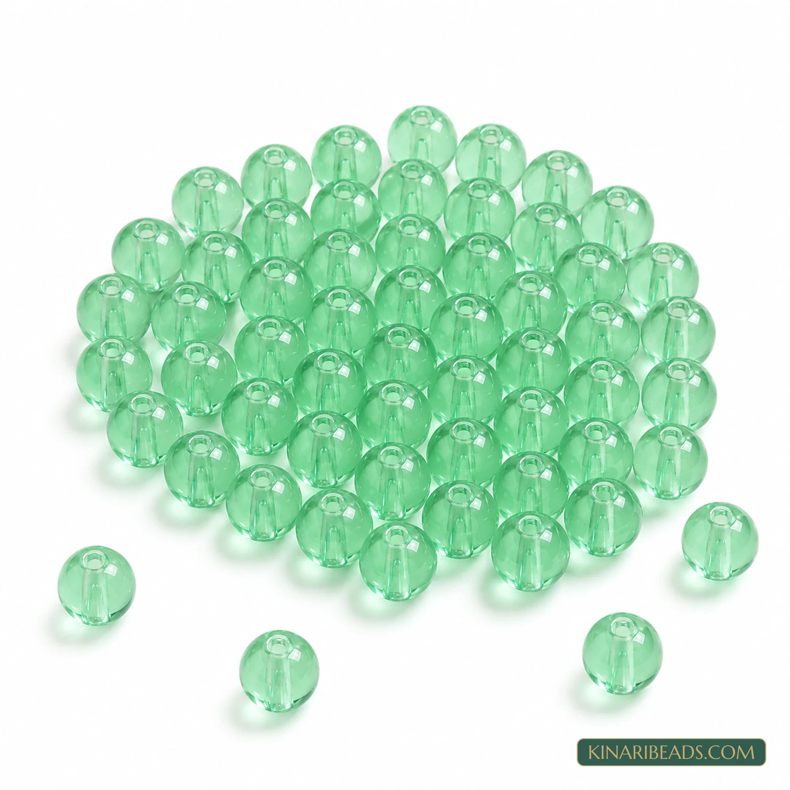 8mm Transparent Round Acrylic Beads - 100g - Transparent Light Green colour