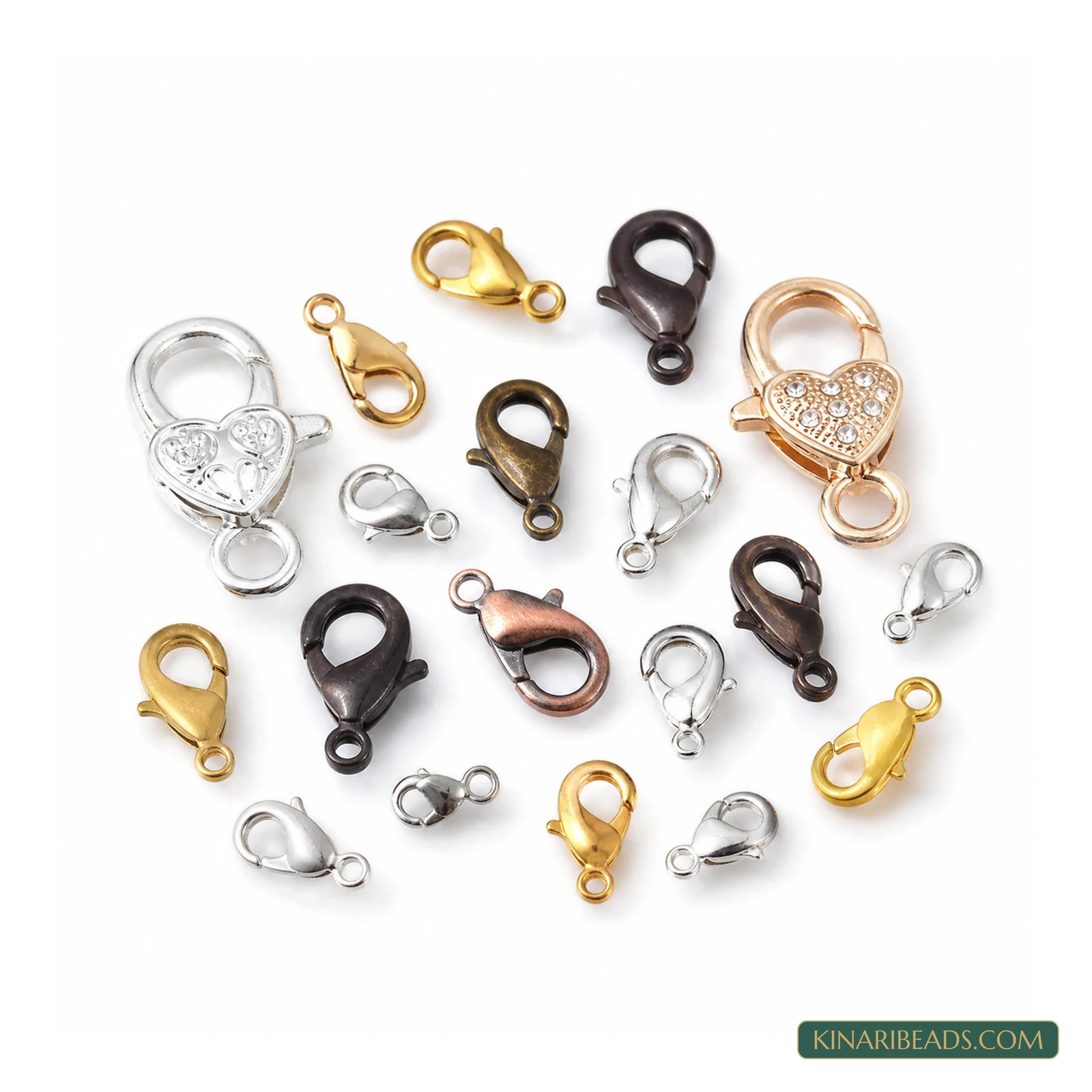 9~27x7~14x4~7mm, Brass Lobster Claw Clasps, Mixed Color – 50 Pcs / 250 Pcs