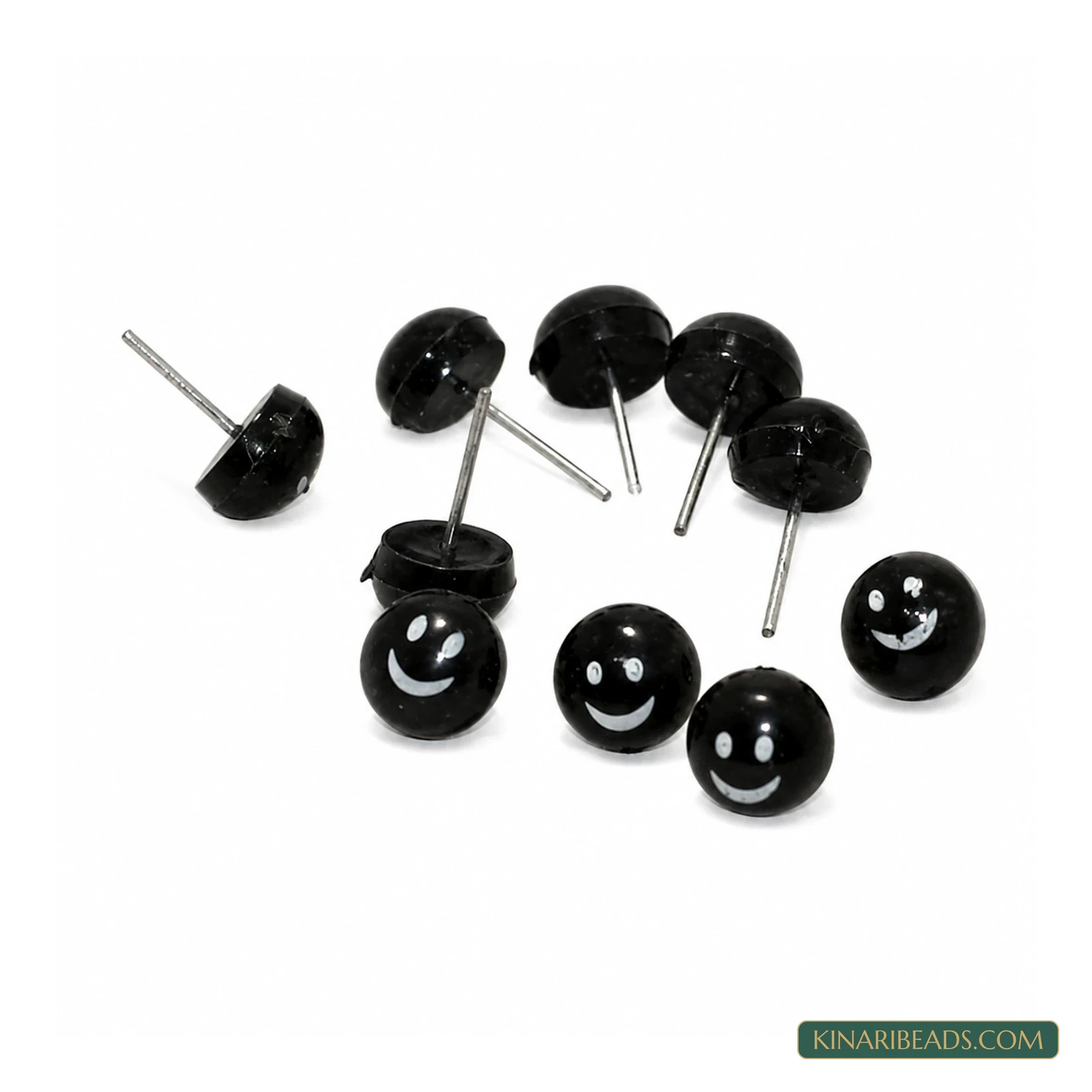 9mm Smiley Face Acrylic Earrings Studs – 50 Pack, Kinari Style EF76
