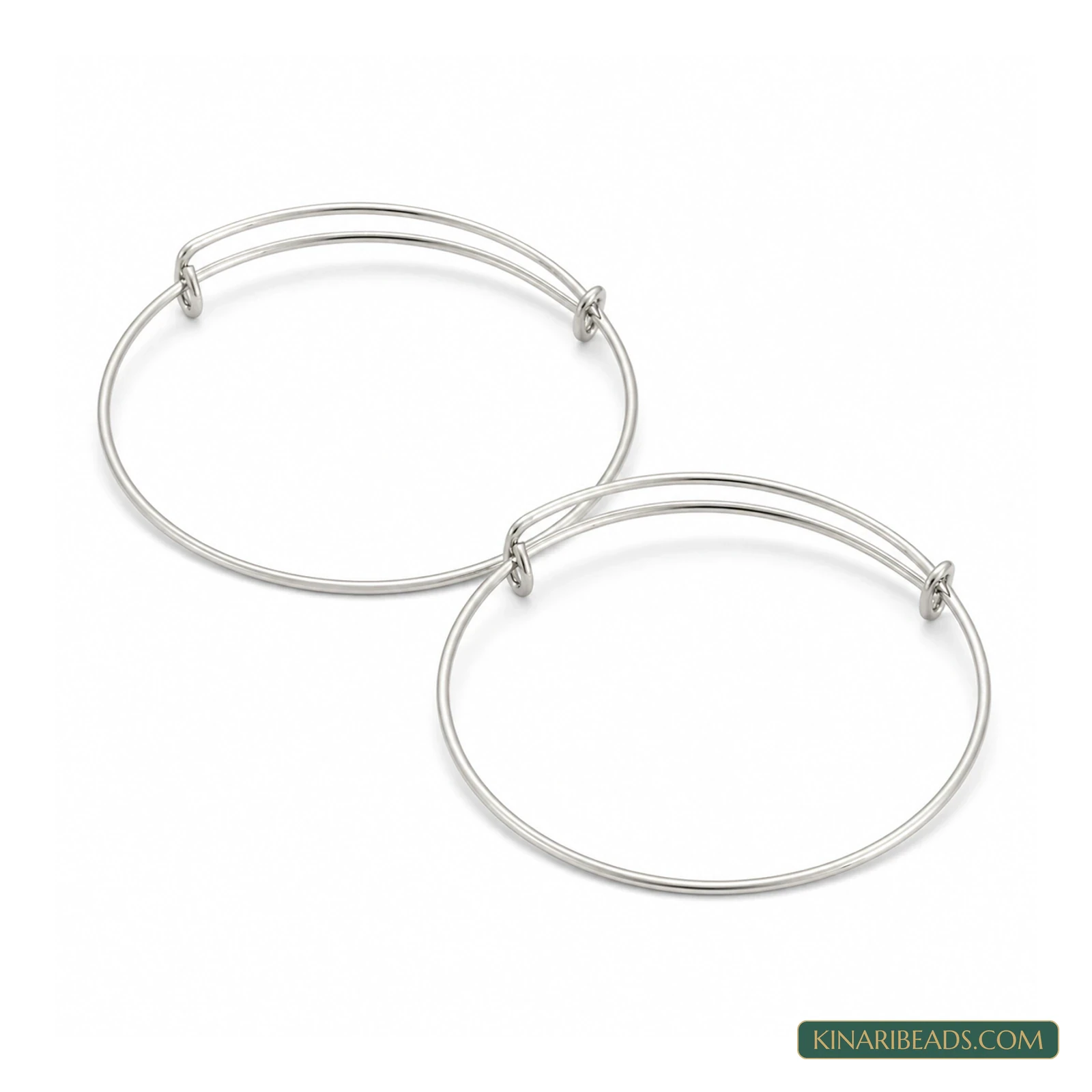 Adjustable Expandable Bangle Bases – 2×5, 2 Pairs - Silver colour