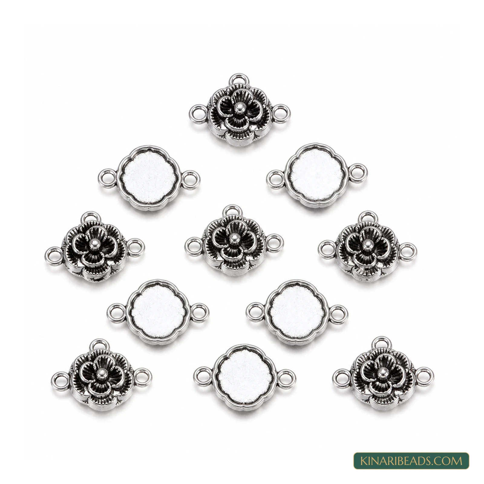 Antique Silver Flower Link Connectors – 12x3.5mm