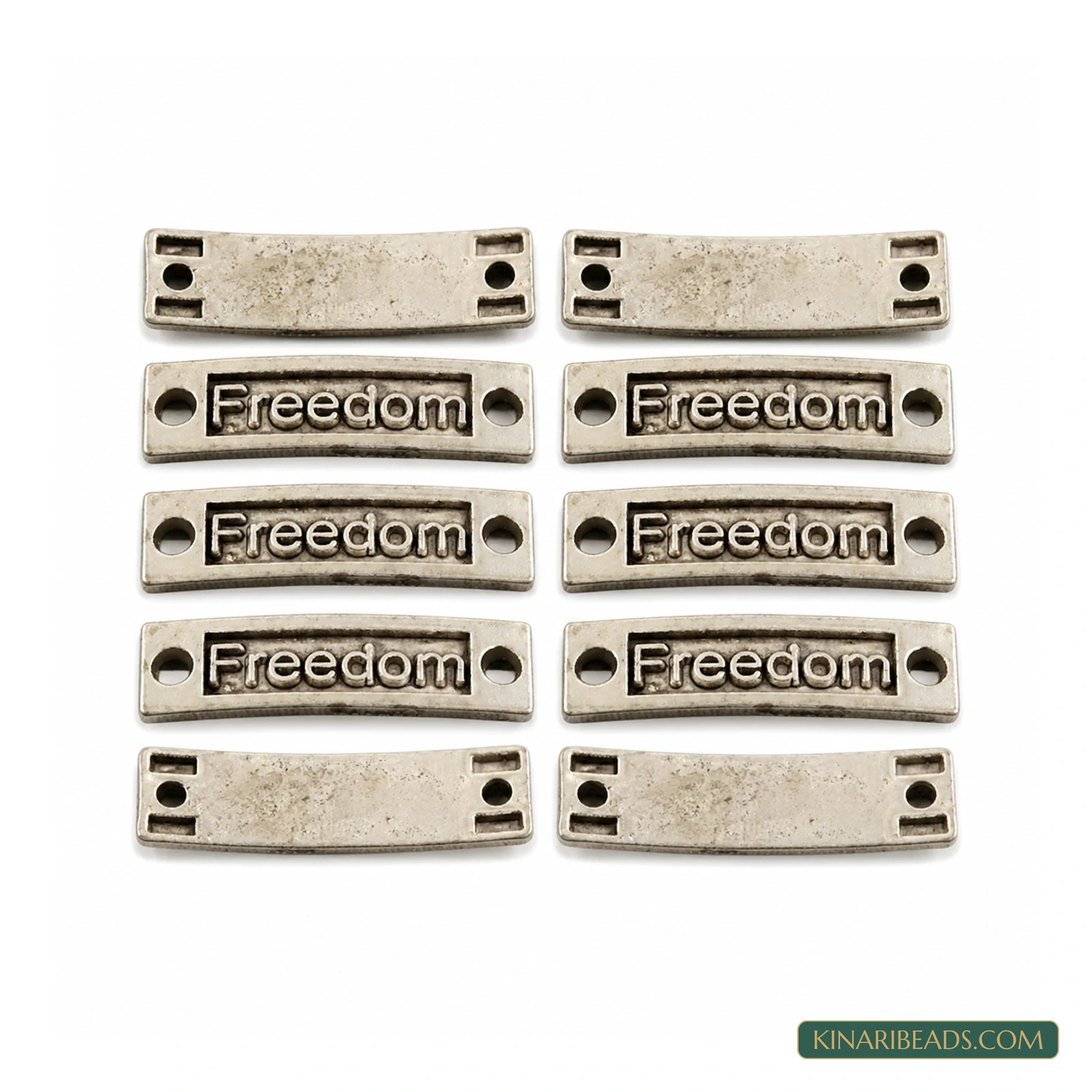 Antique Silver Freedom Rectangle Links – 10x35mm