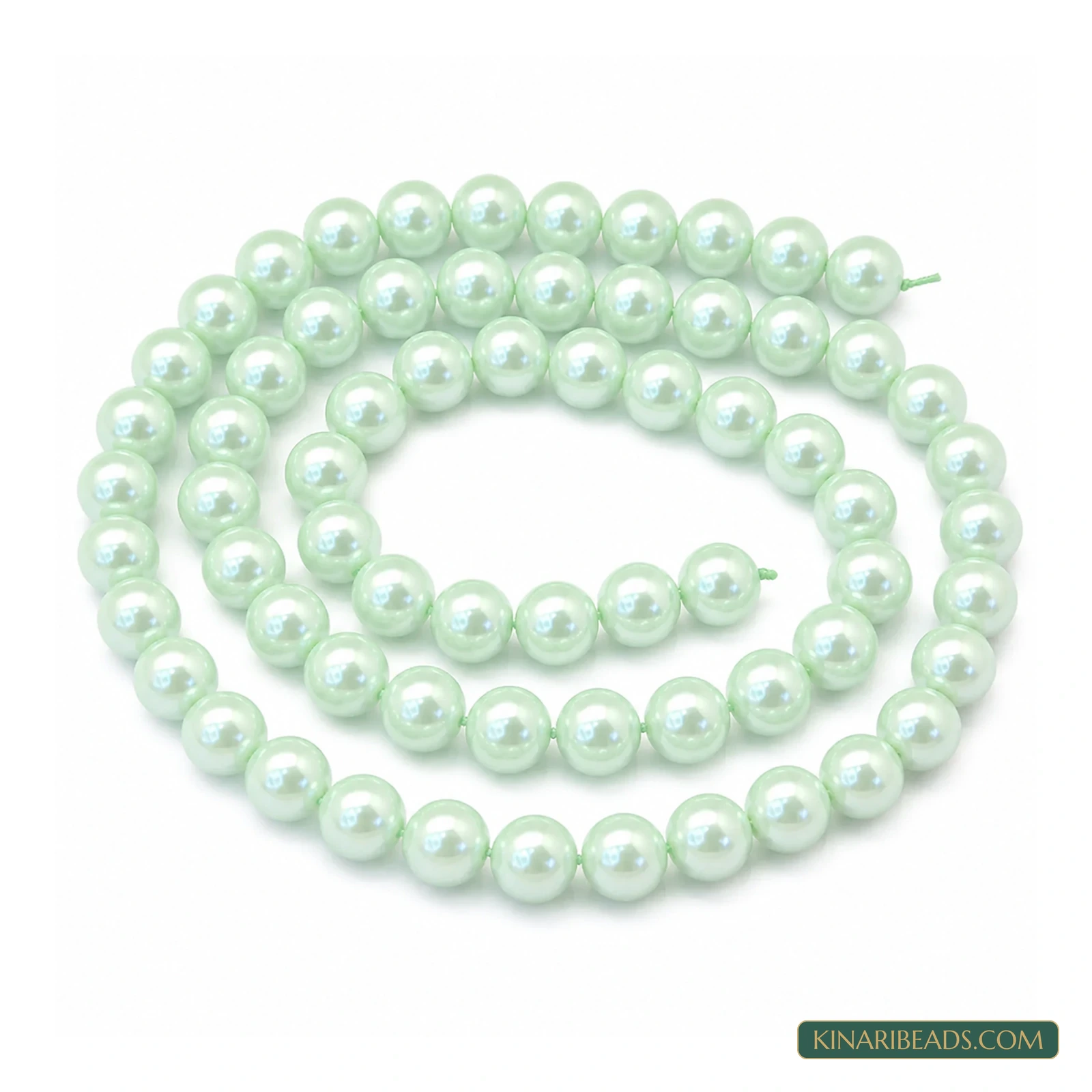 Assorted Colours Round Glass Pearl Beads – 6mm, 32-Inch String - Parrot Green colour