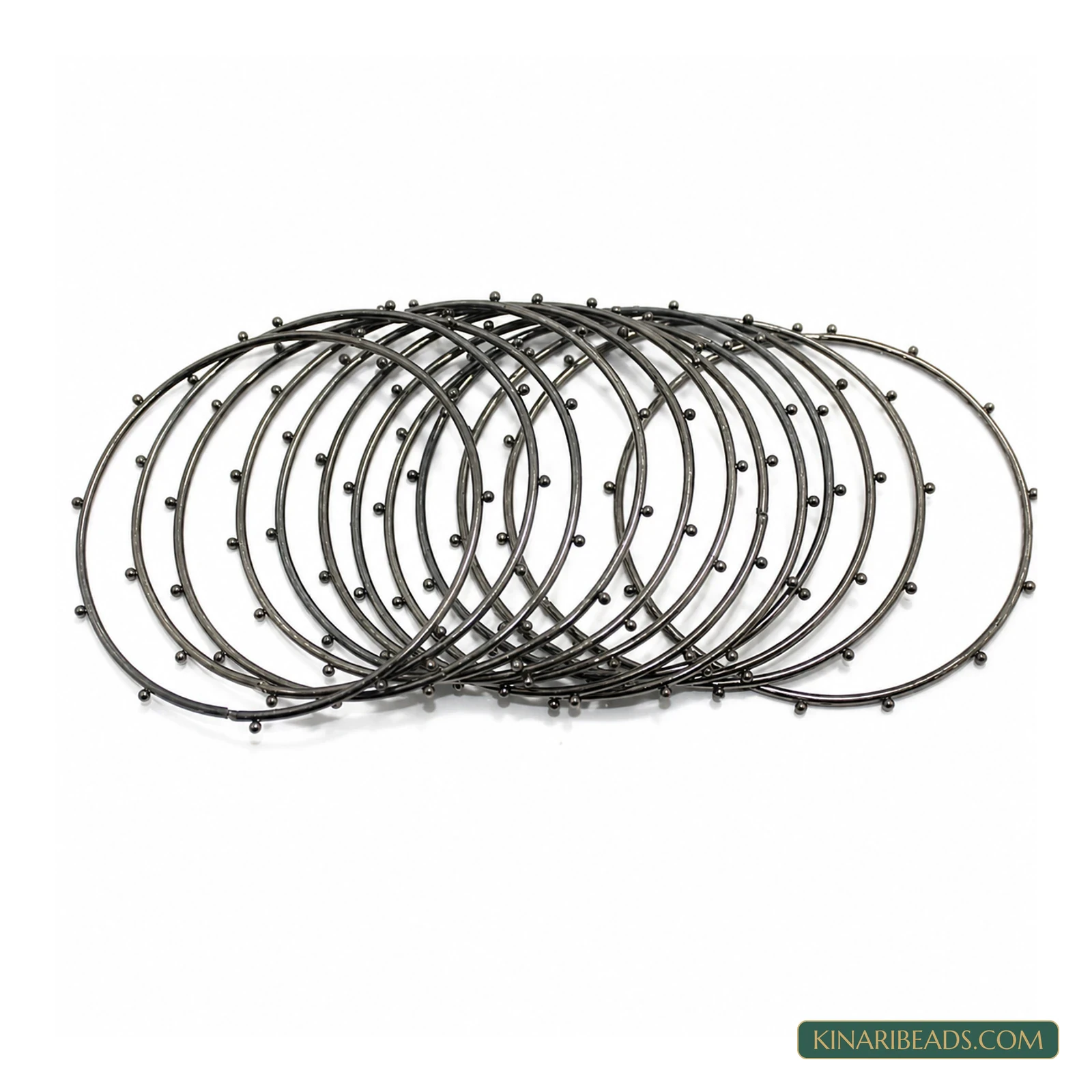Black Dotted Alloy Bangles – 12 Piece Set product image