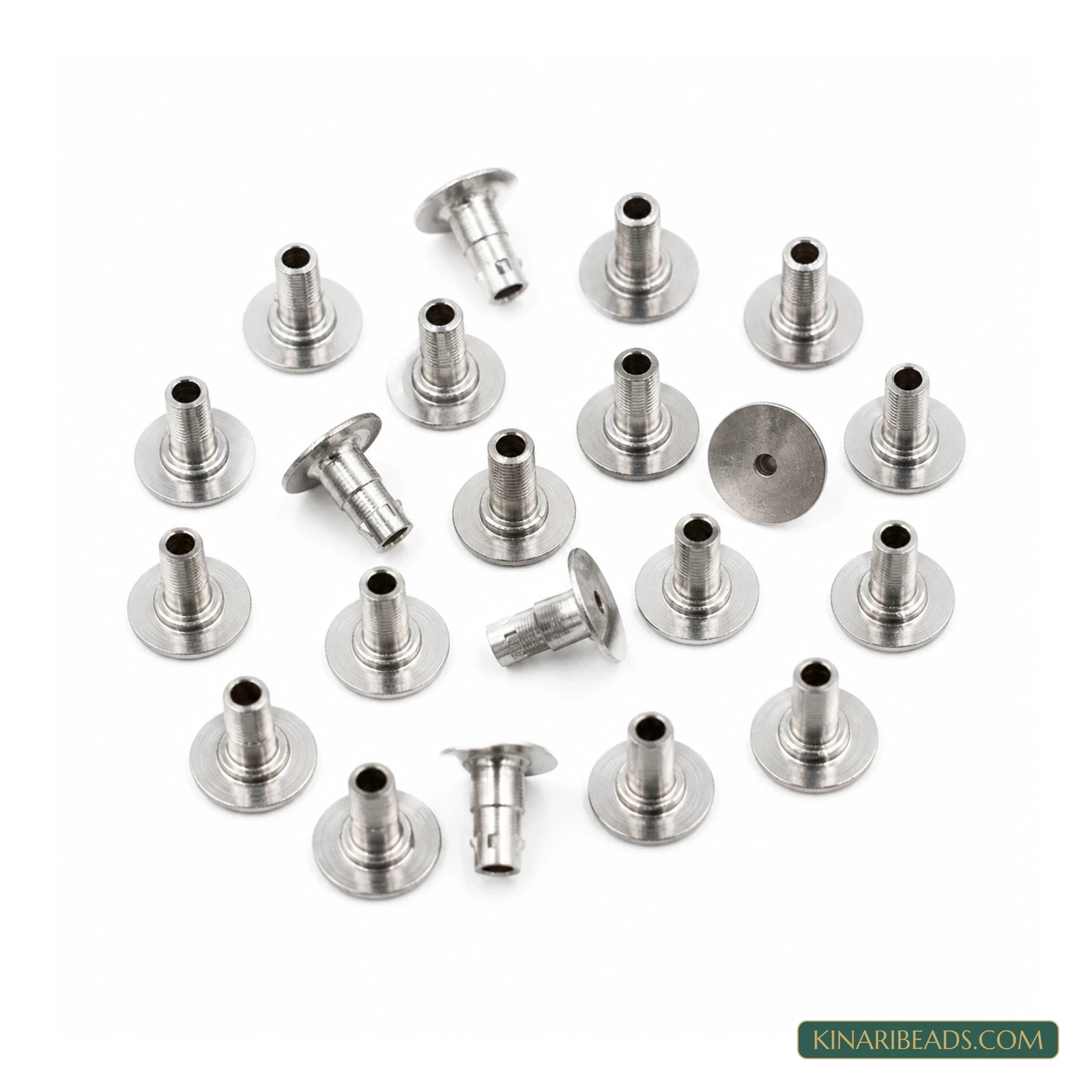 Brass Earring Back Studs – 6x8mm, 20 Pack - Silver colour