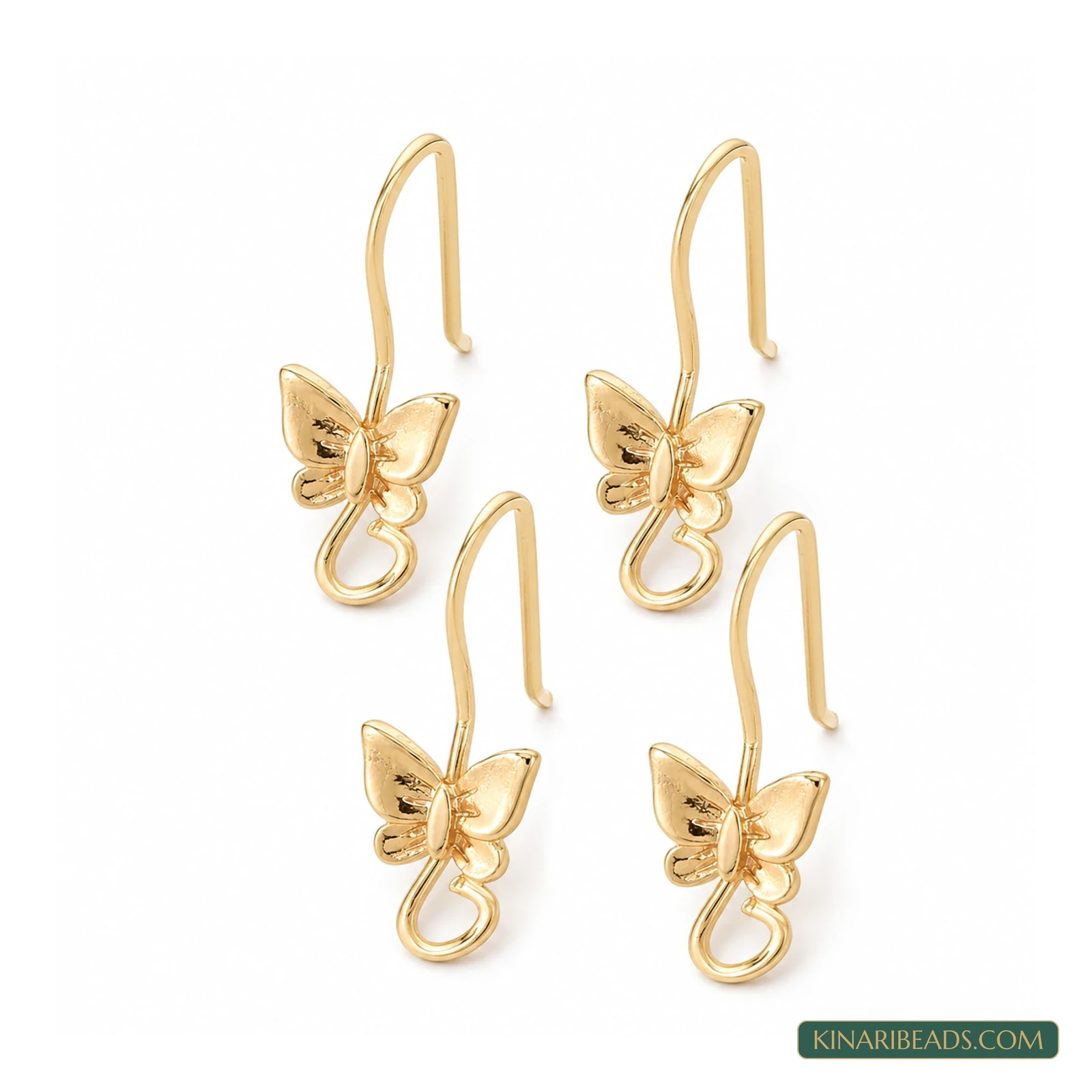 Butterfly Brass Earring Hooks – 20x8mm, 4 Pack