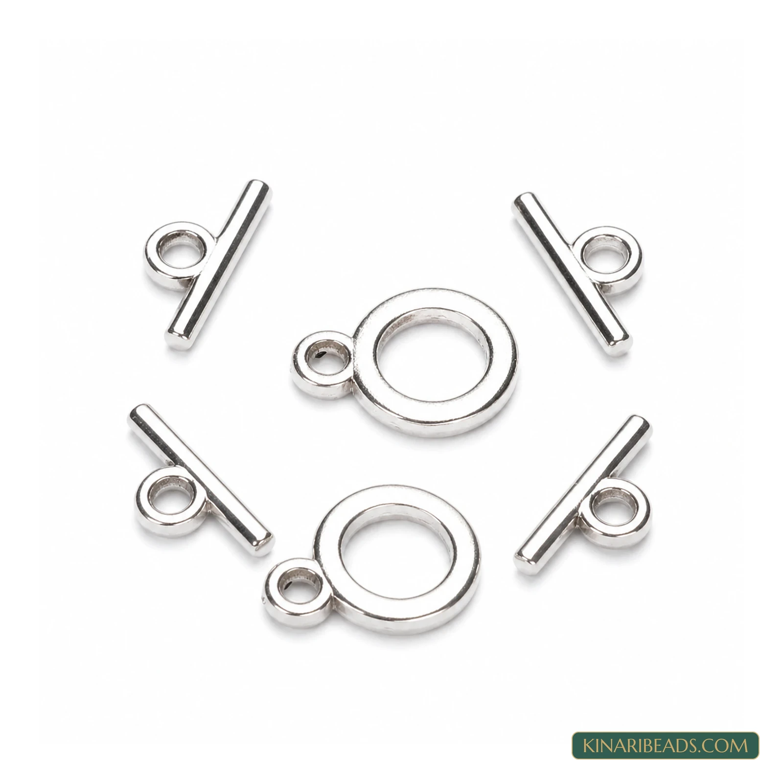 CCB Toggle & T-Bar Clasp Sets Platinum 18x13x2 mm – 5 Sets / 50 Sets