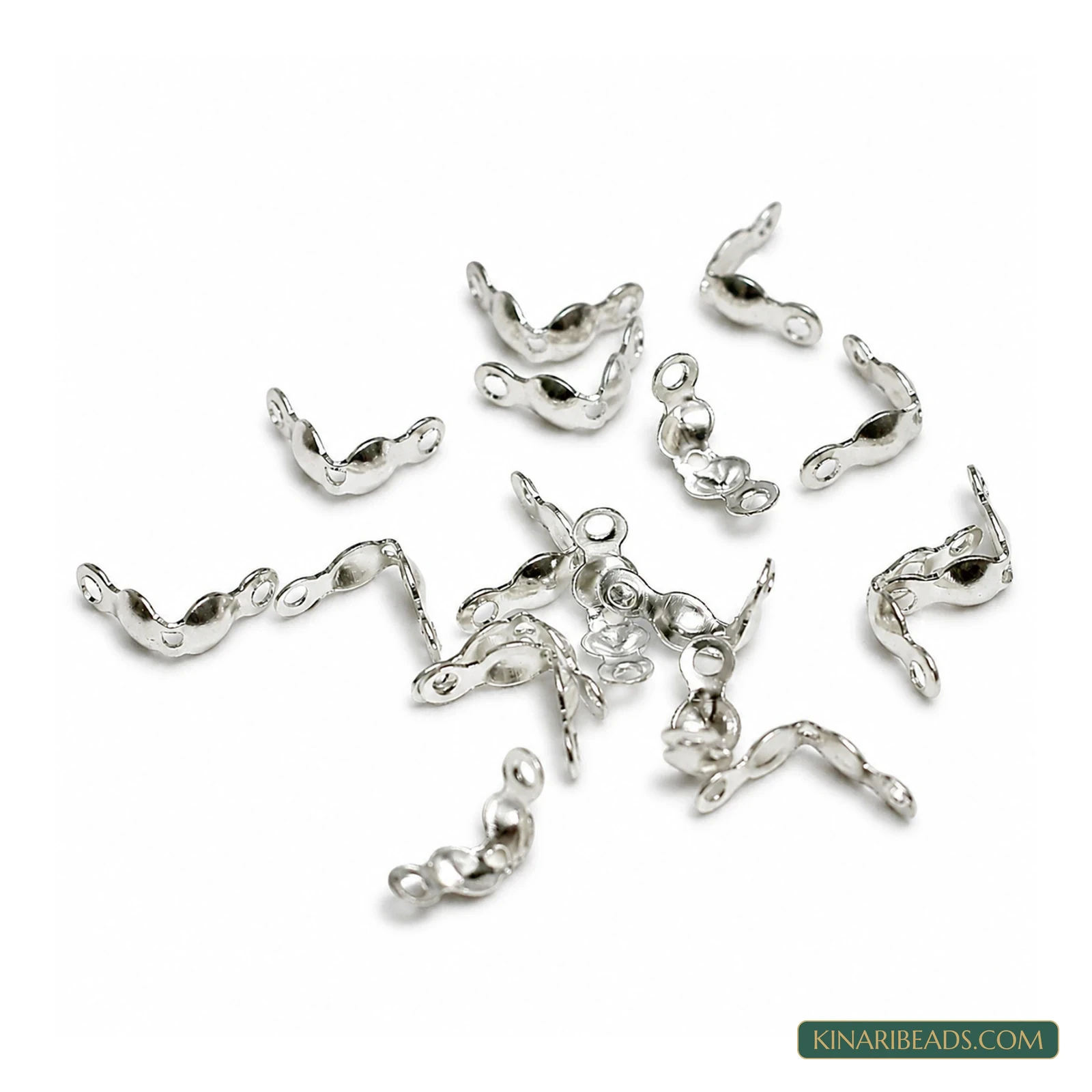 Clamshell Bead Tip Knot Covers – 3mm - Silver colour