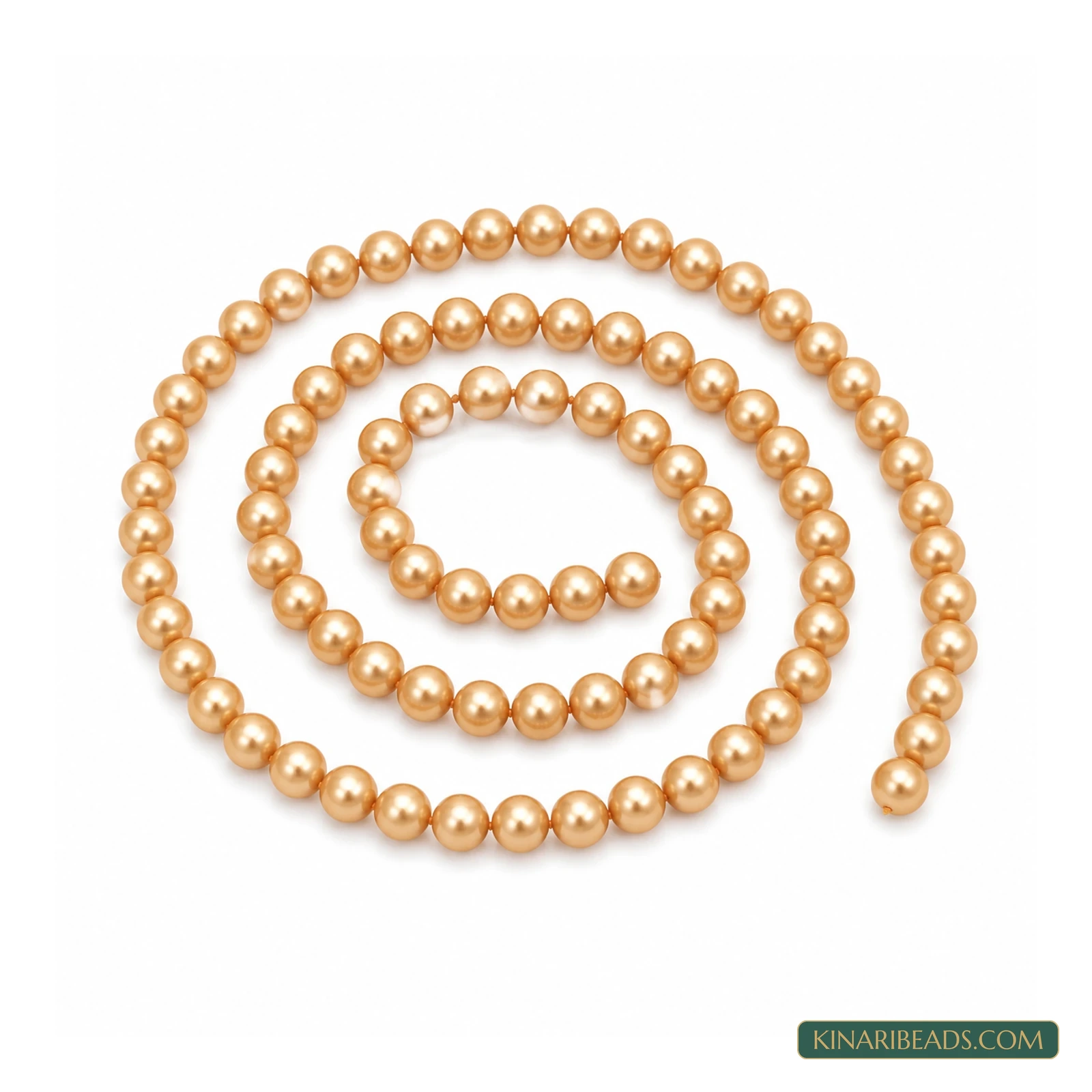 Coffee, Copper & Peach Round Glass Pearl Beads – 6mm, 1 String - Peach colour