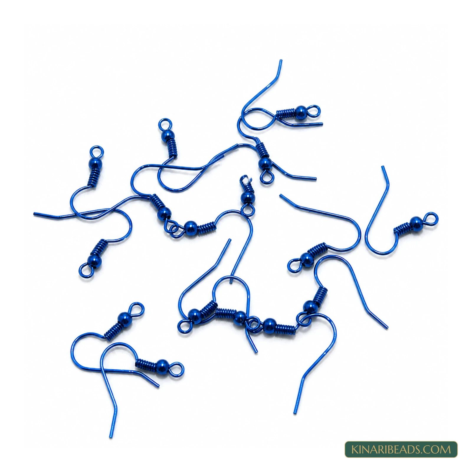 Colored Earring Hooks – 100 Pack, Kinari Style EF132 - Blue colour