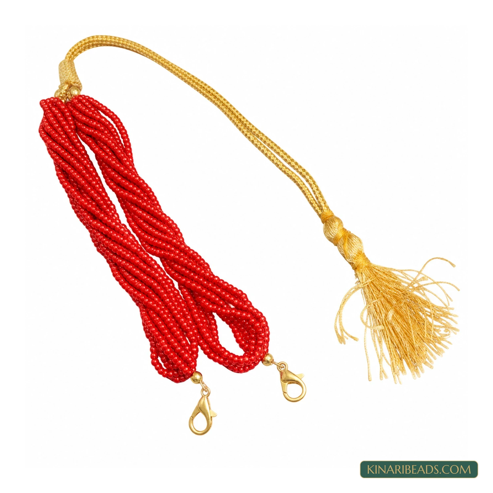 Coloured Seed Bead Pendant Dori - Red colour