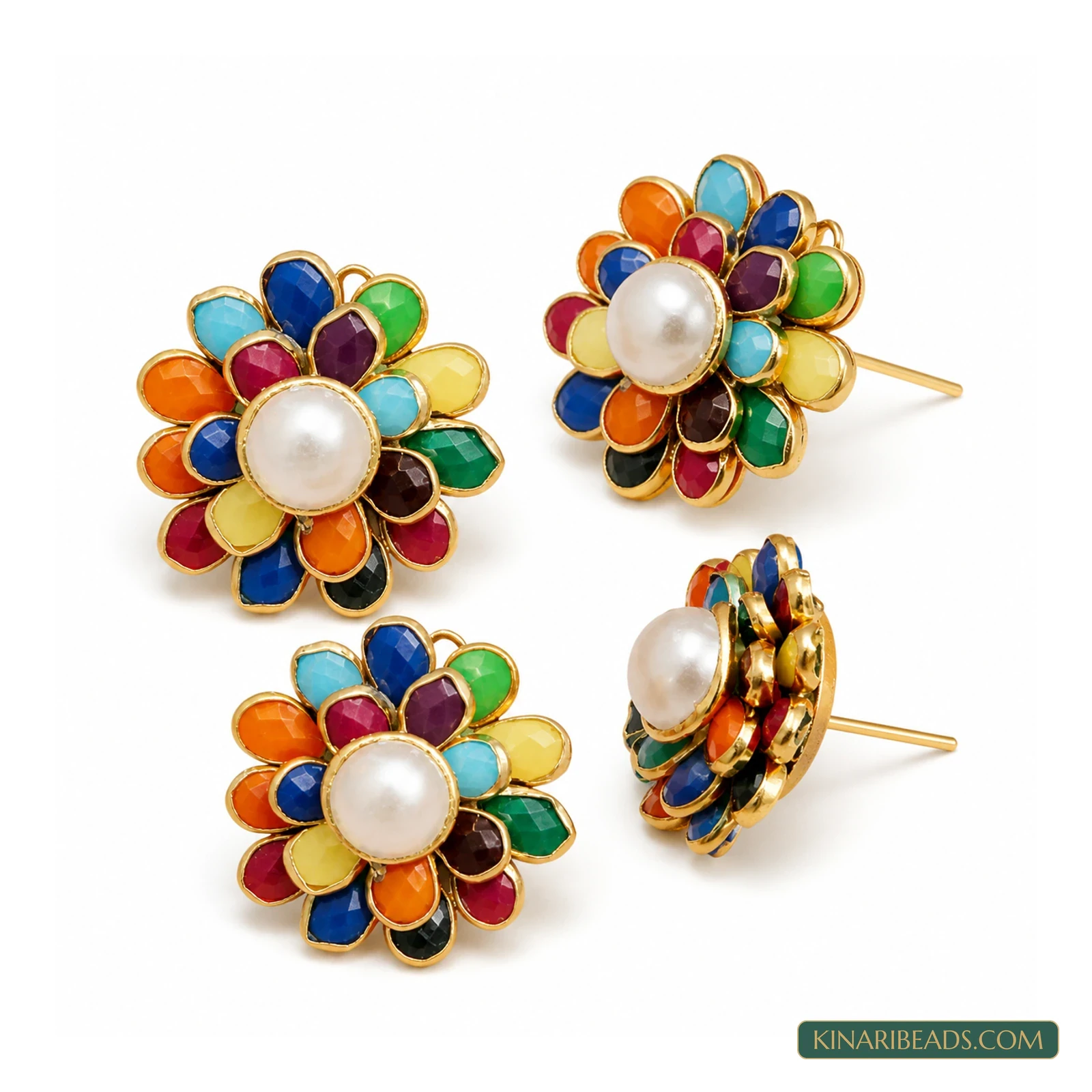 Double-Layer Pacchi Earring Components – 20x20mm, 2 Pairs - MultiColor colour