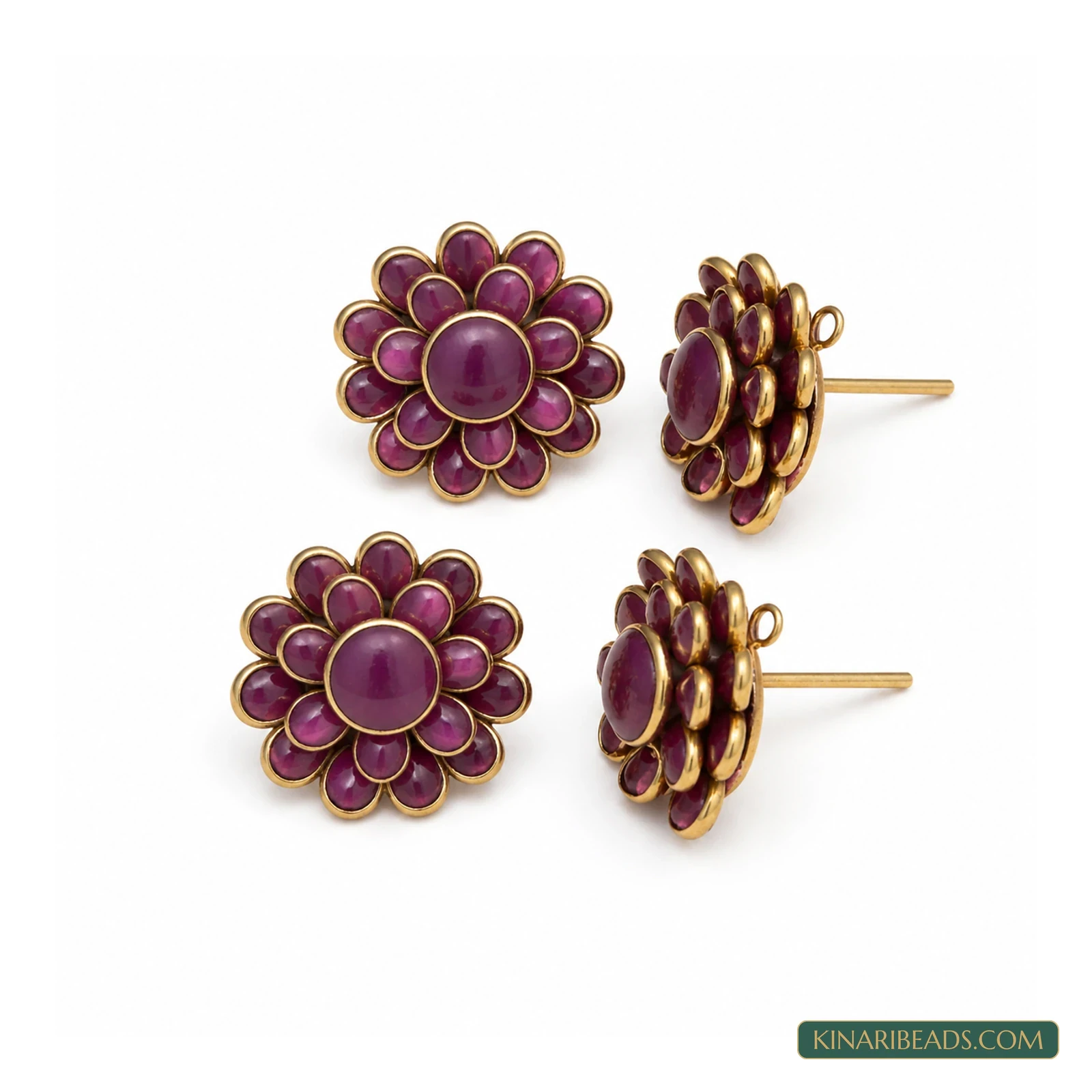 Double-Layer Pacchi Earring Components – 20x20mm, 2 Pairs - Violet colour