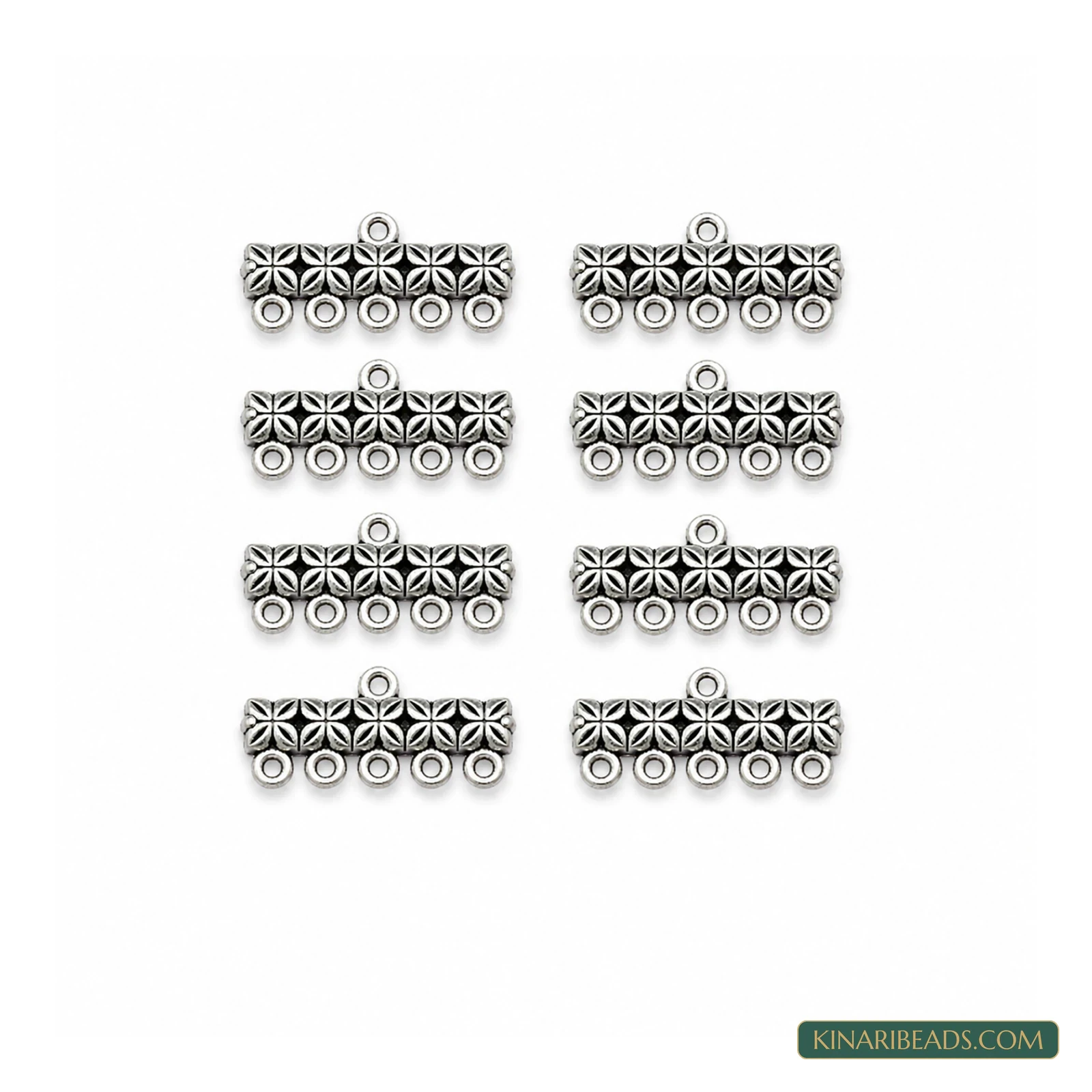 Five-Strand German Silver Connector Bars – 11x24mm