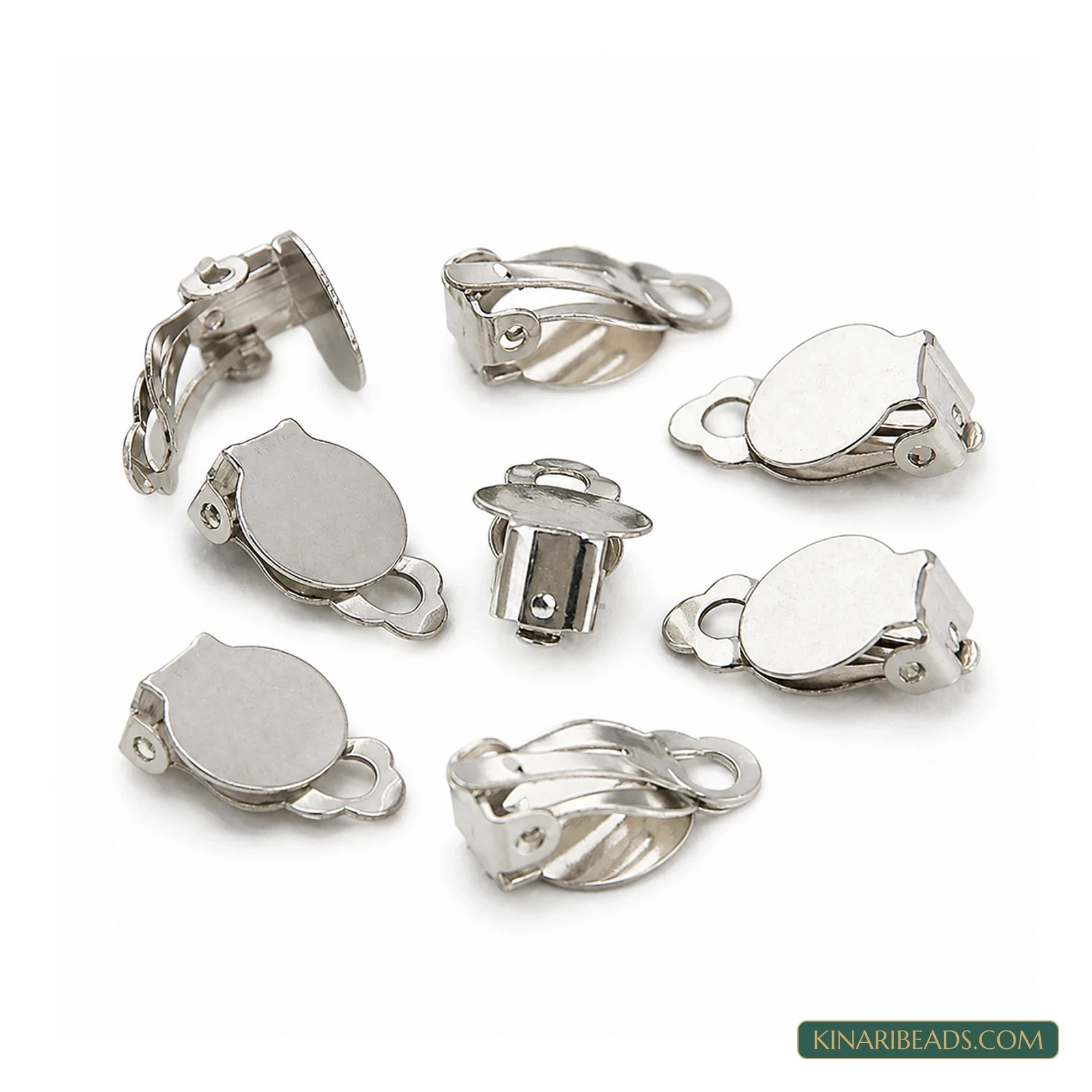 Flat Round Clip-On Earring Trays – 15x10mm, 10 Pack