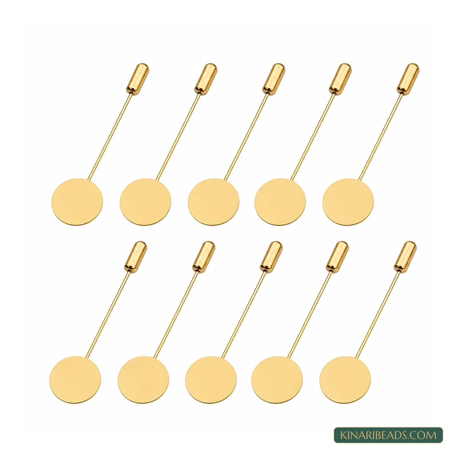 Flat-Round Tray Lapel Pins – 3 Inch, 10 Pack - Golden colour