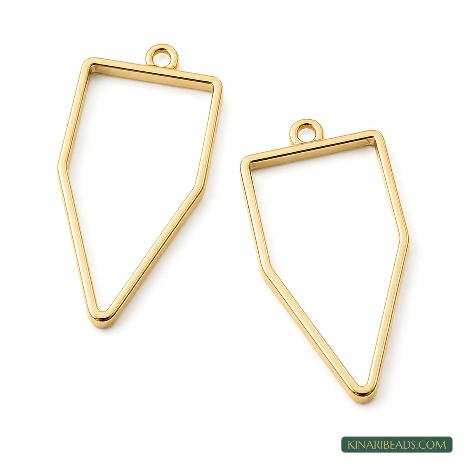 Geometric Polygon Open Back Resin Bezels – Gold, 10 Pack