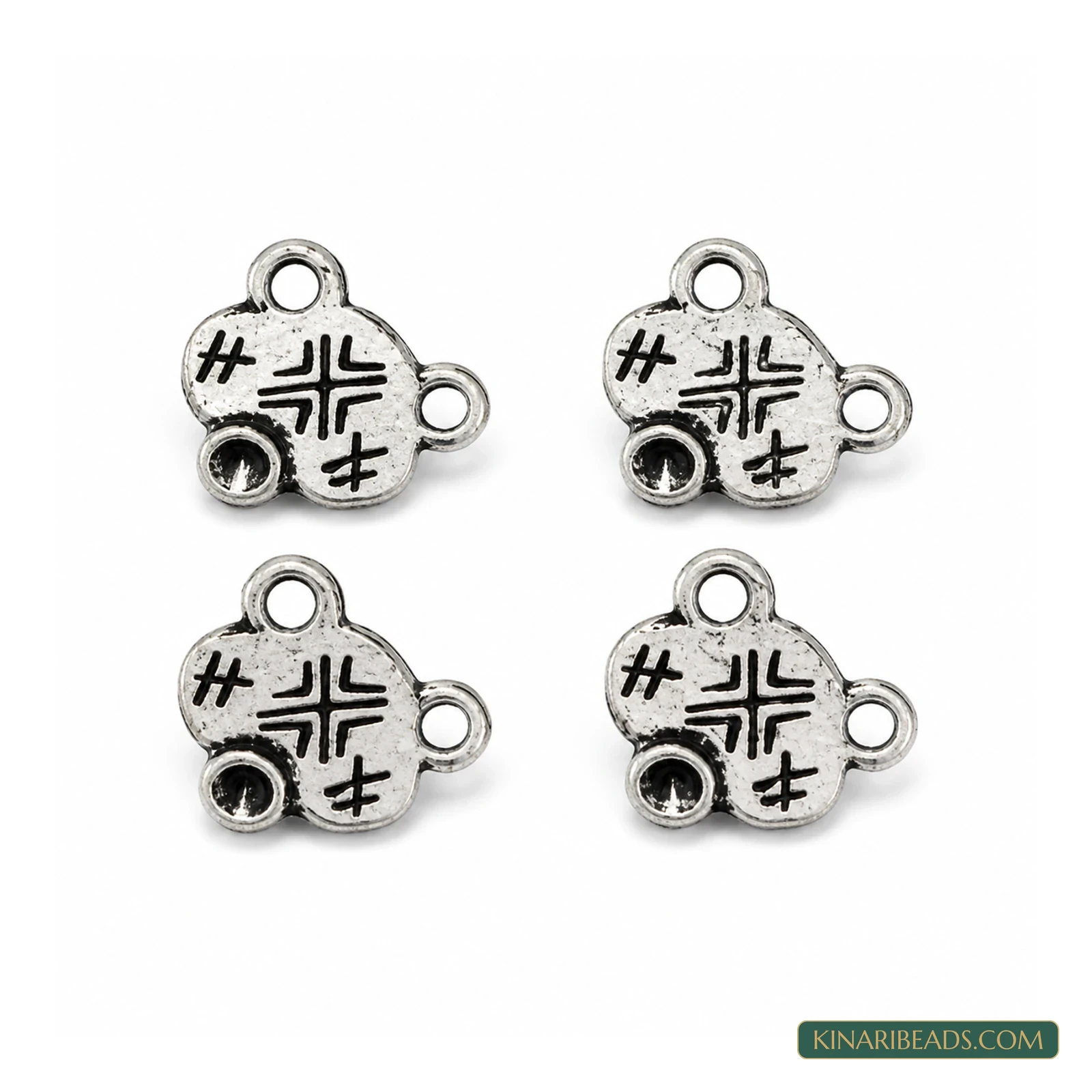 German Silver Earring Components 12x12 mm – 4 Pack, Kinari Style EF87