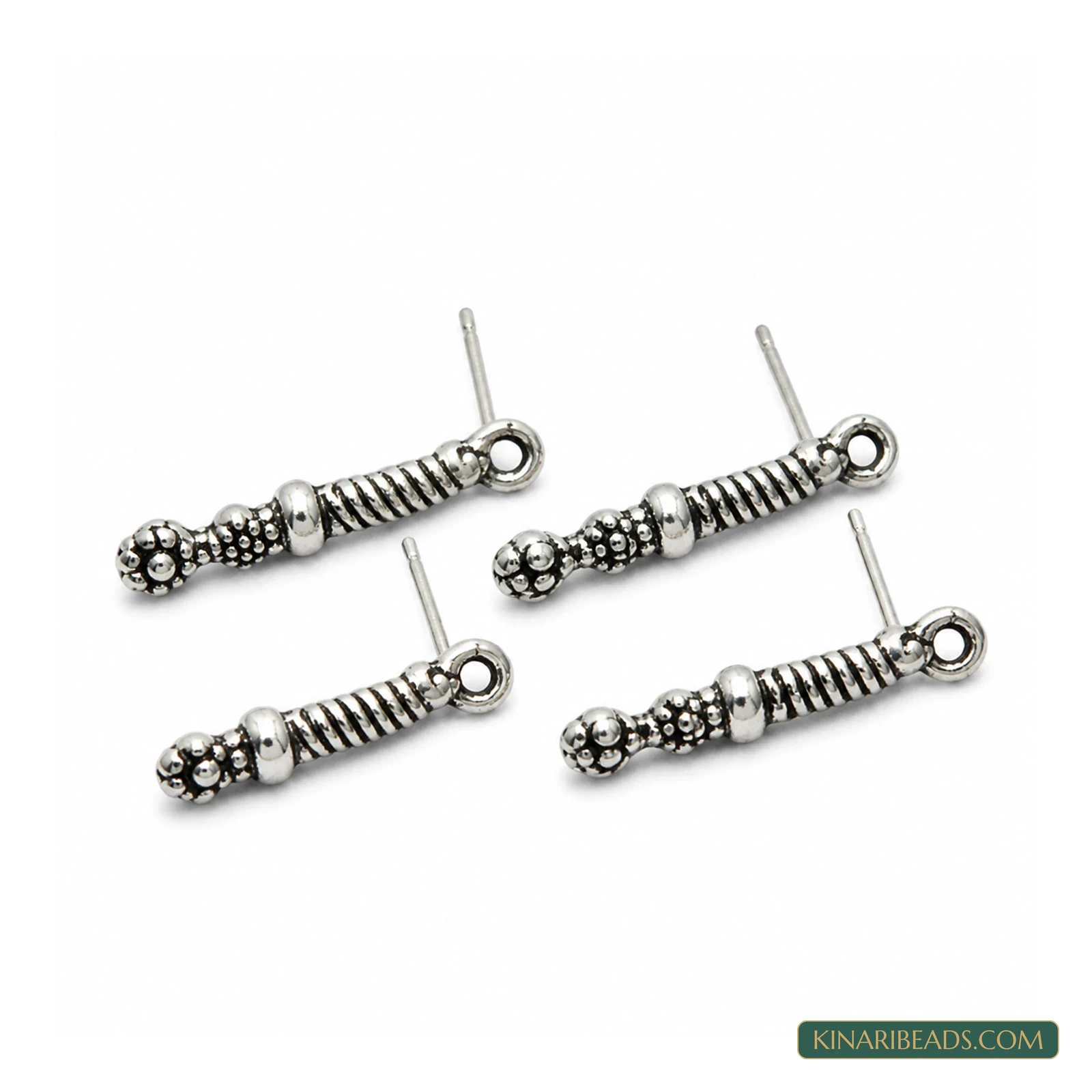 German Silver Earring Components 24x4 mm – 4 Pack, Kinari Style EF90