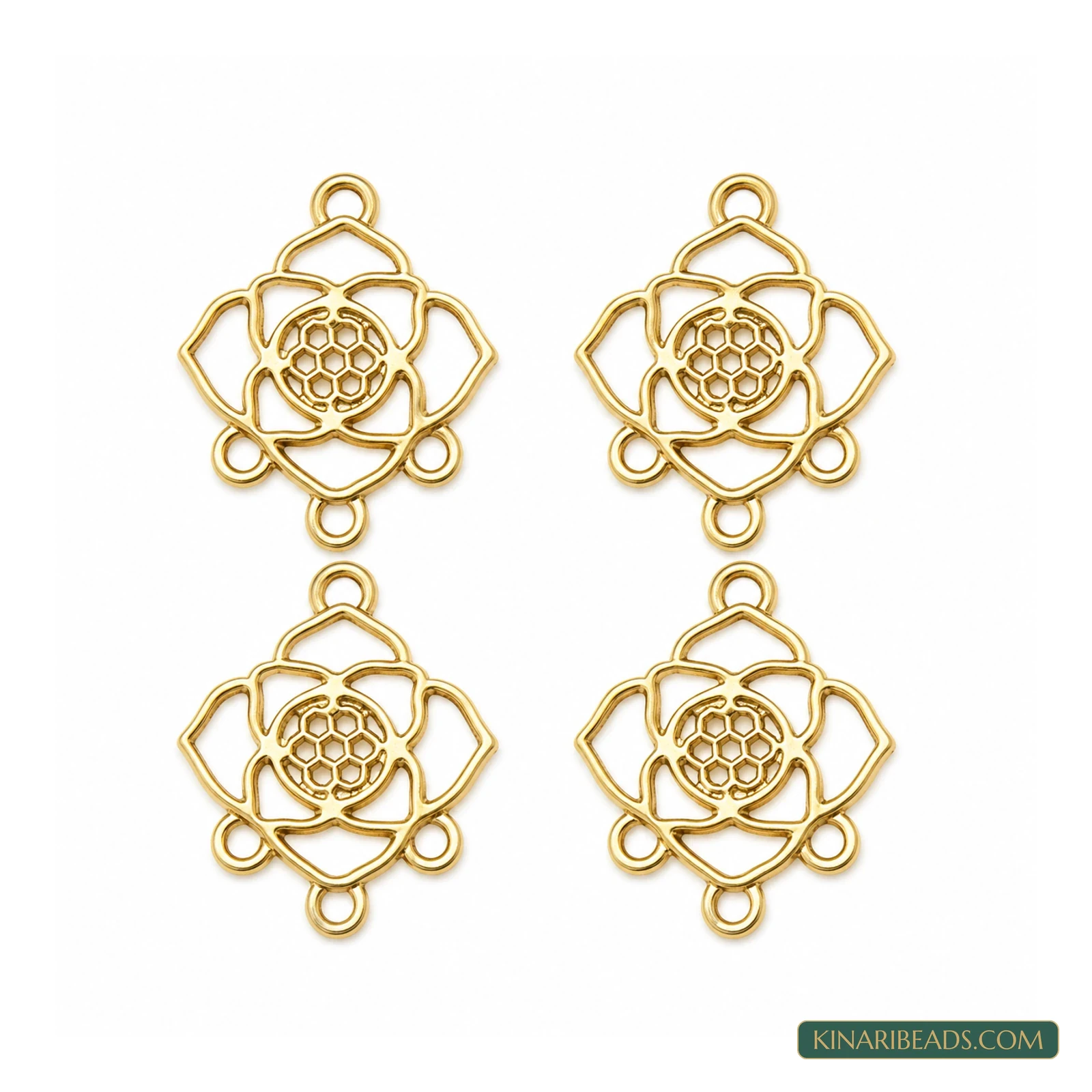 German Silver Earring Components – 4 Pack, Kinari Style EF84