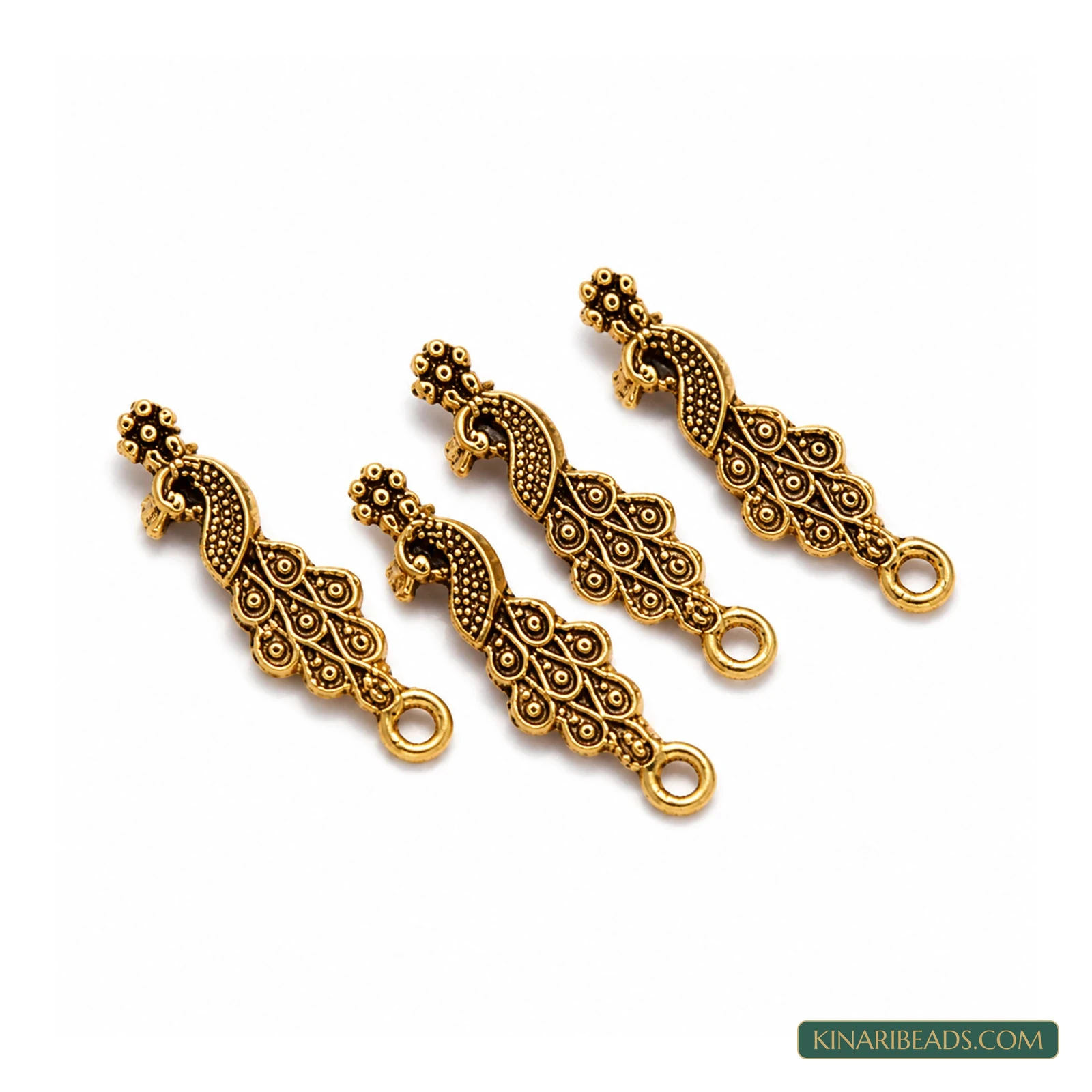 German Silver Earring Components Golden 25x7 mm – 4 Pack, Kinari Style EF85