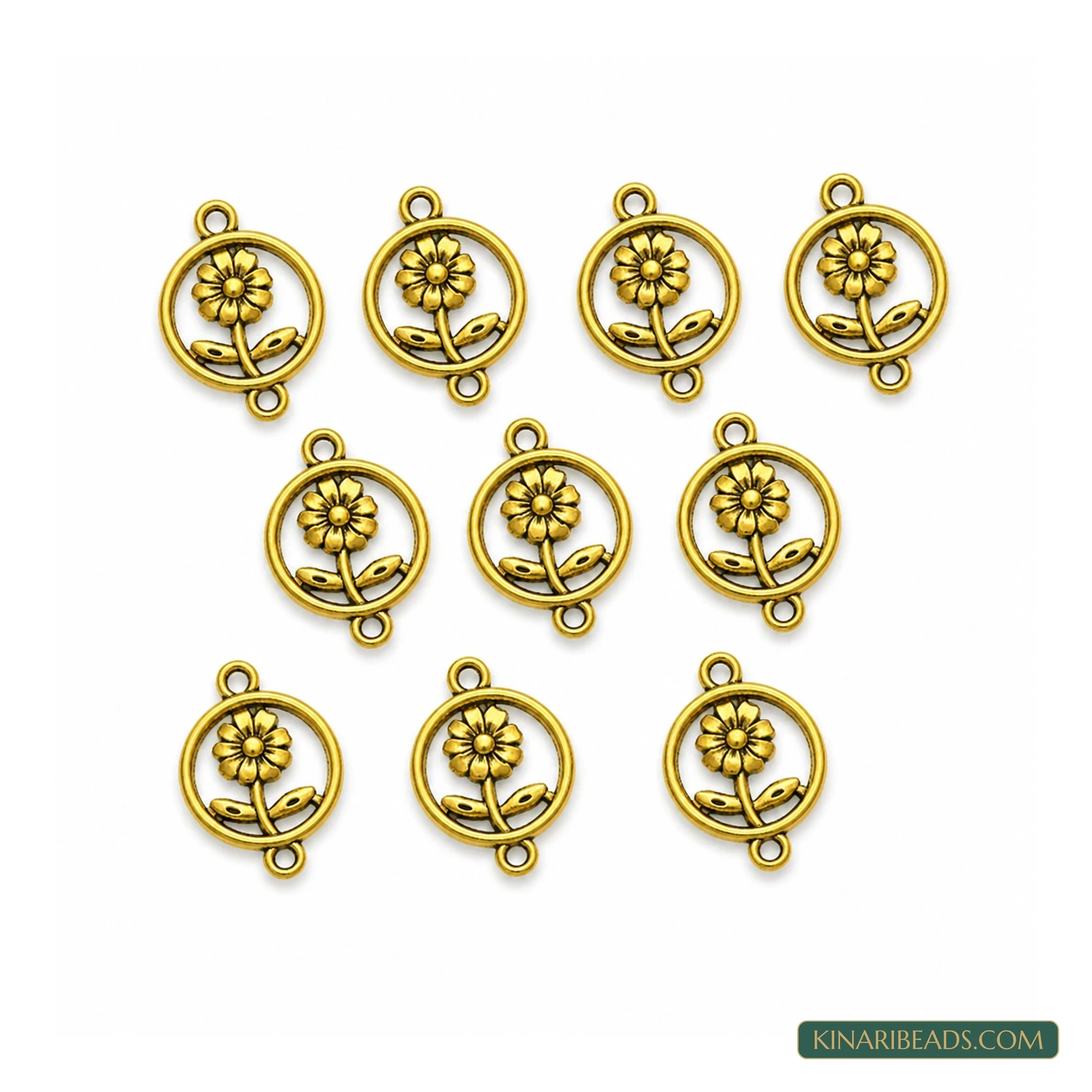 German Silver Flower Link Connectors – 15x20mm
