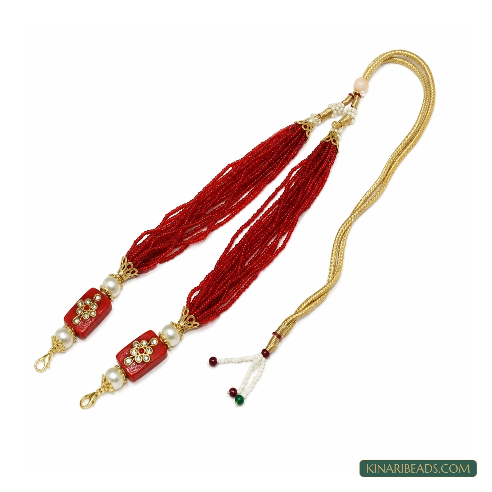 Glass Bead Adjustable Necklace Dori - Maroon colour