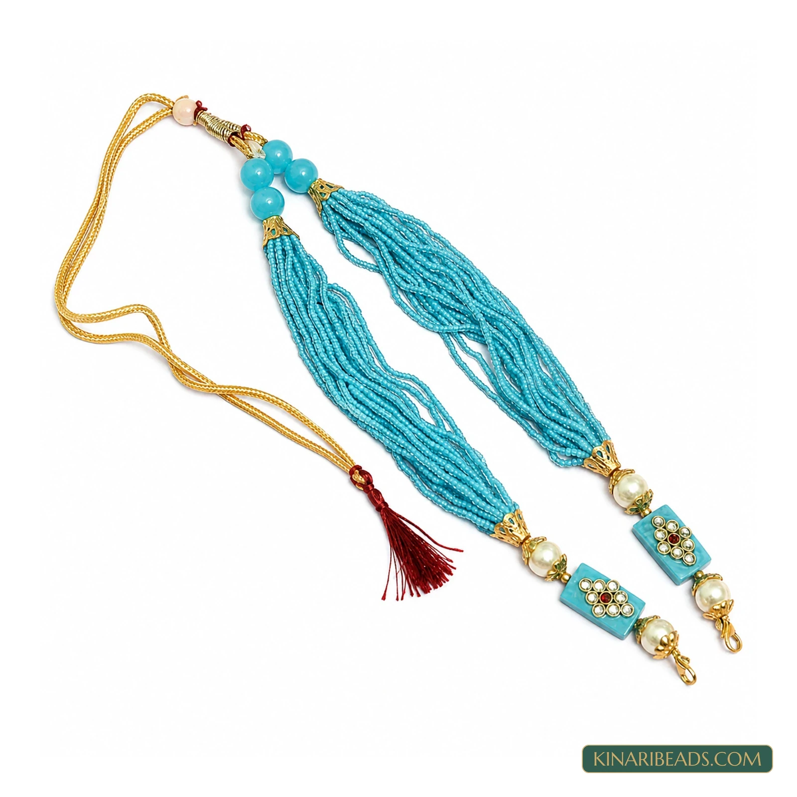 Glass Bead Adjustable Necklace Dori - Turquoise colour