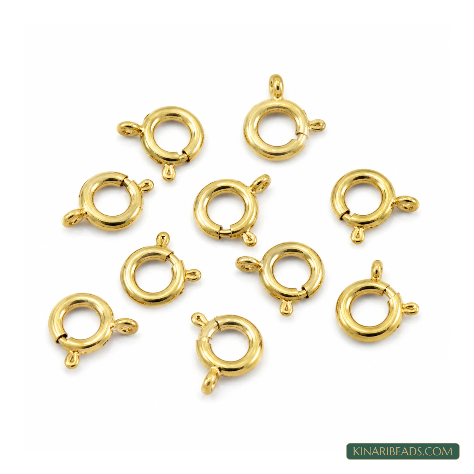 Gold-Tone Brass Spring-Ring Jewellery Clasps – 10 Pcs