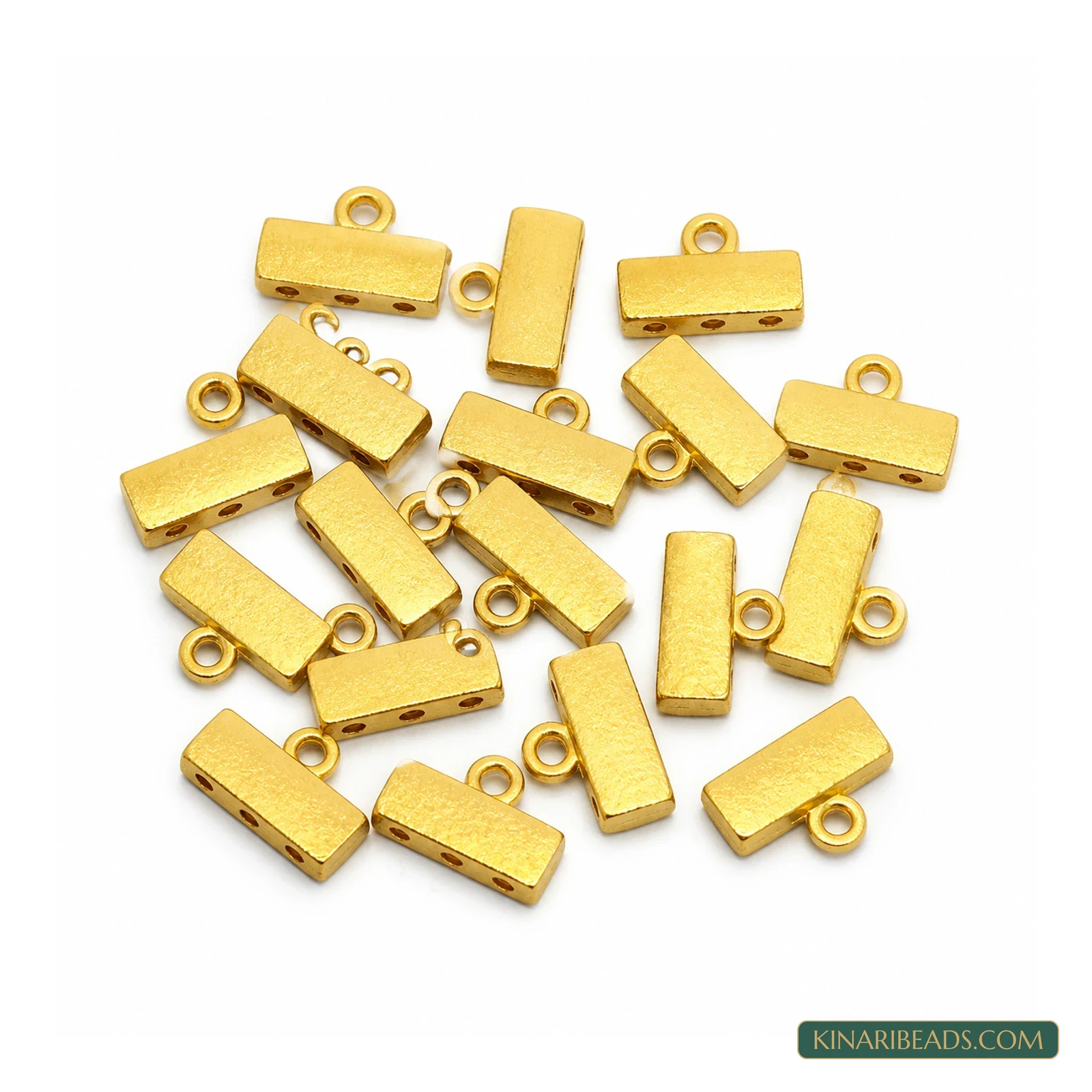 Golden 3-Hole Multistrand Connector Bars – 15mm, 20 Pack