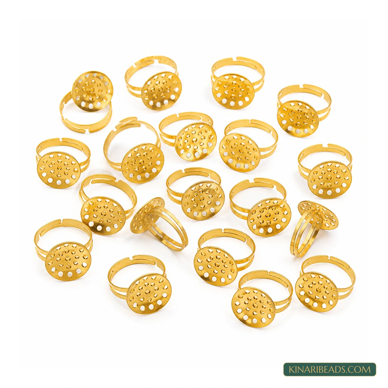 Golden Adjustable Perforated Ring Bases – 0.75 Inch, 20 Pack