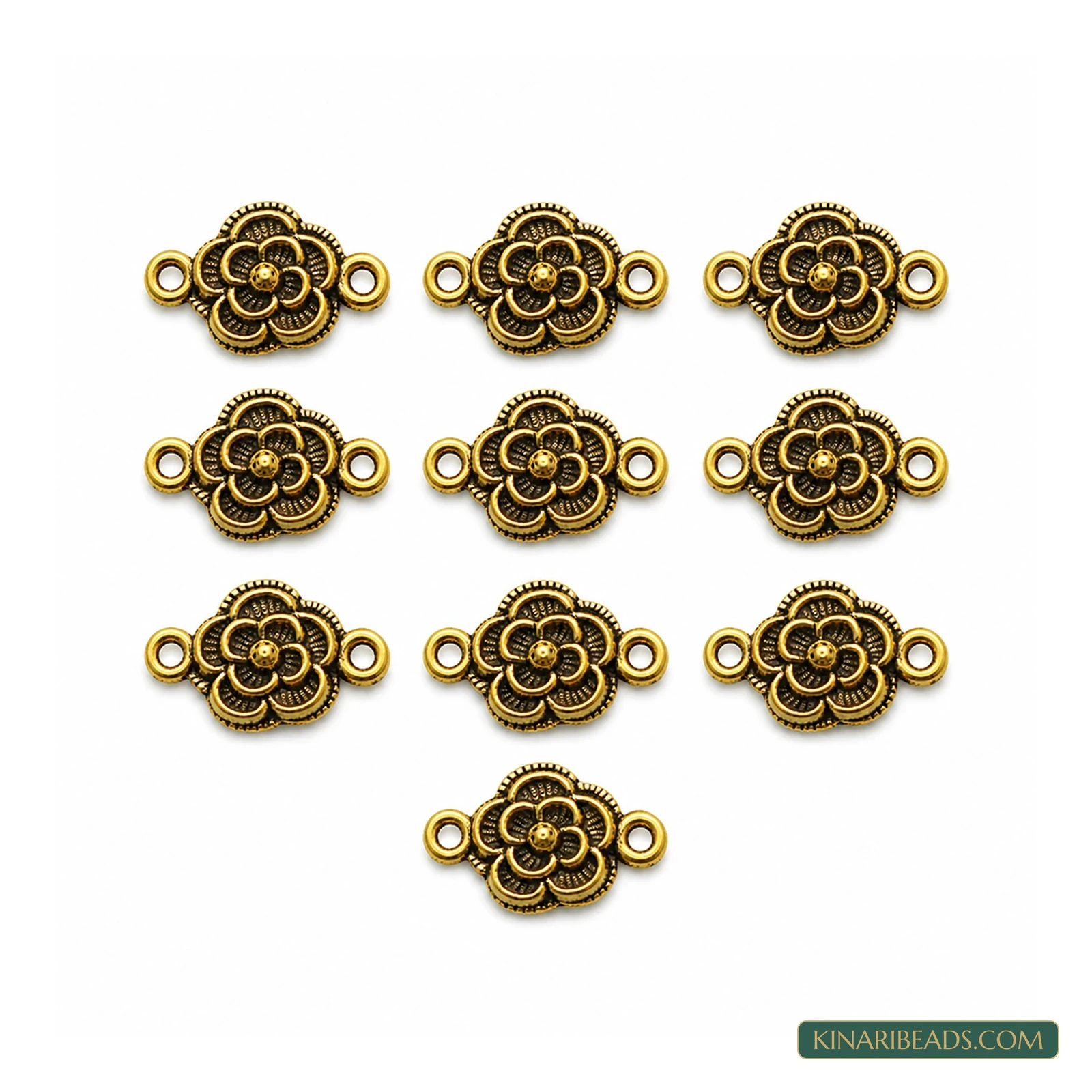 Golden German Silver Flower Links – 20x12mm