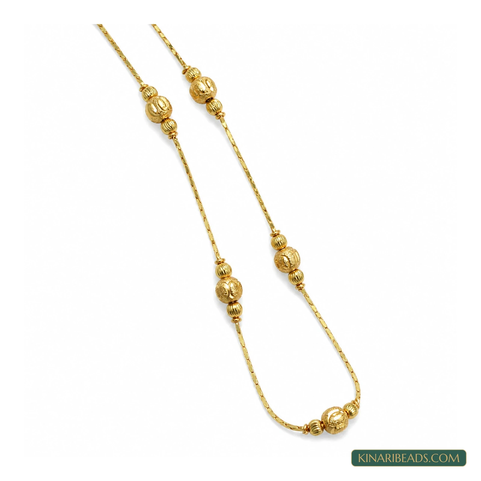 Golden Laser-Cut Bead Neck Chain – 21 Inch